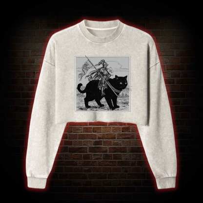 Medieval Knight Washed Cropped Sweatshirts