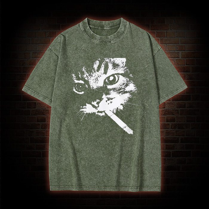 Funny Cat Meme Washed T-shirt