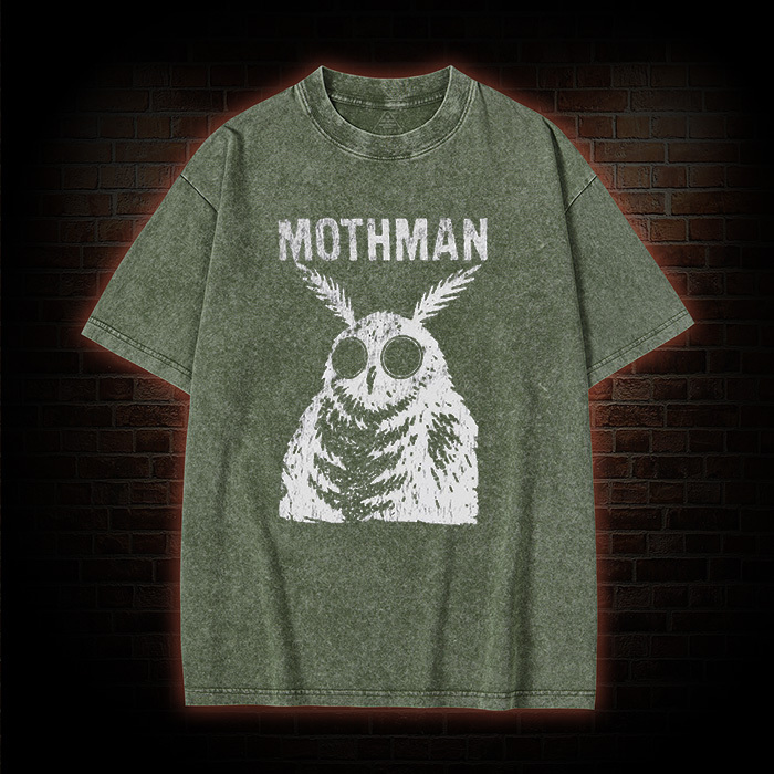 Horror Retro Mothman Washed T-Shirt