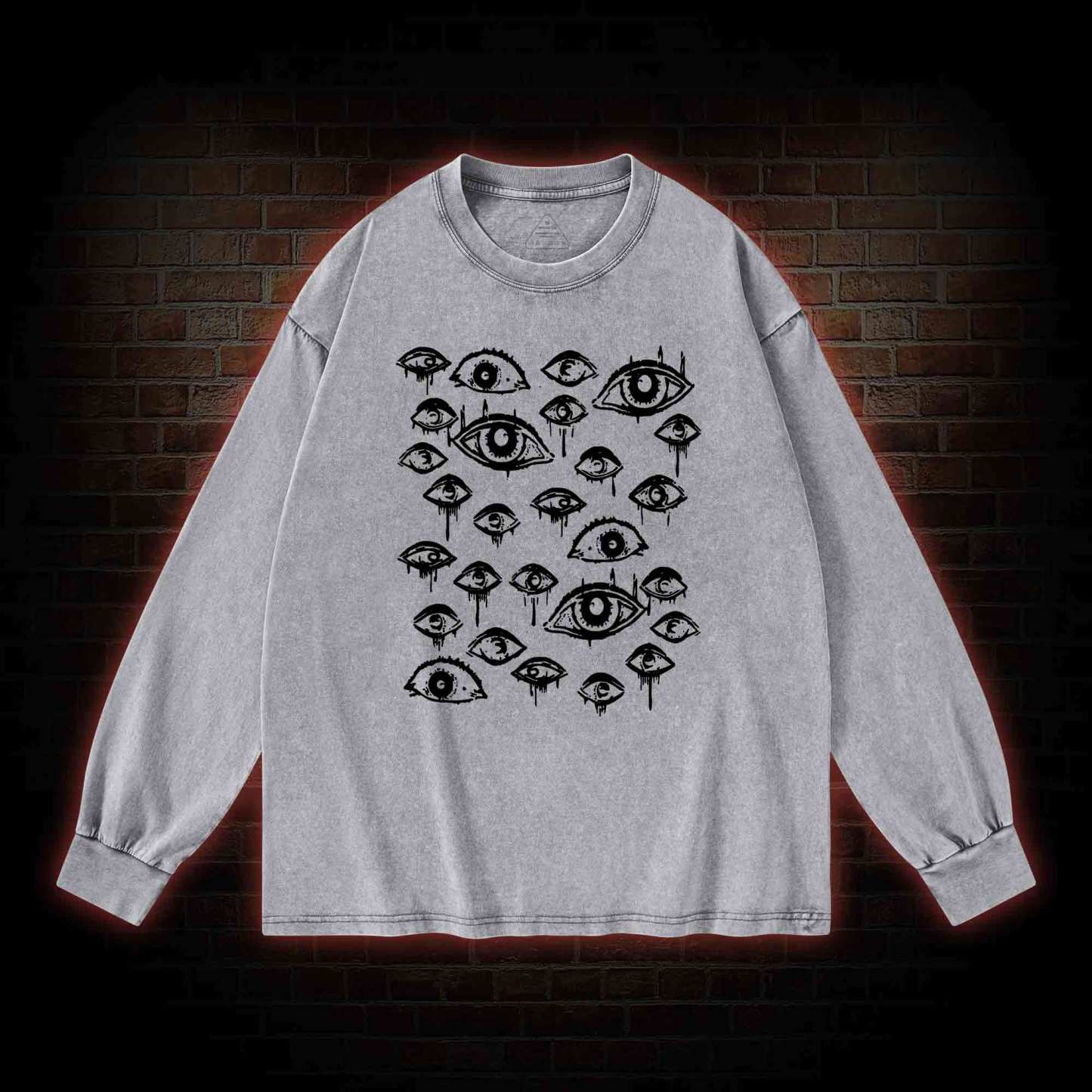 Grunge Eyeball Weird Washed Long-Sleeve T-shirt