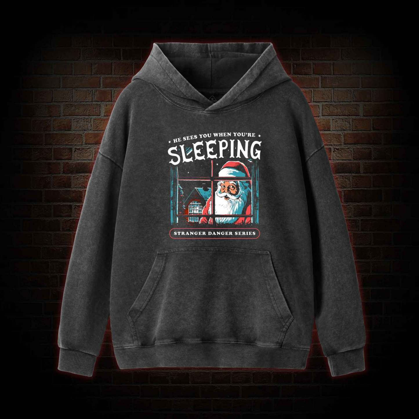 He Sees You When You're Sleeping Washed Hoodie
