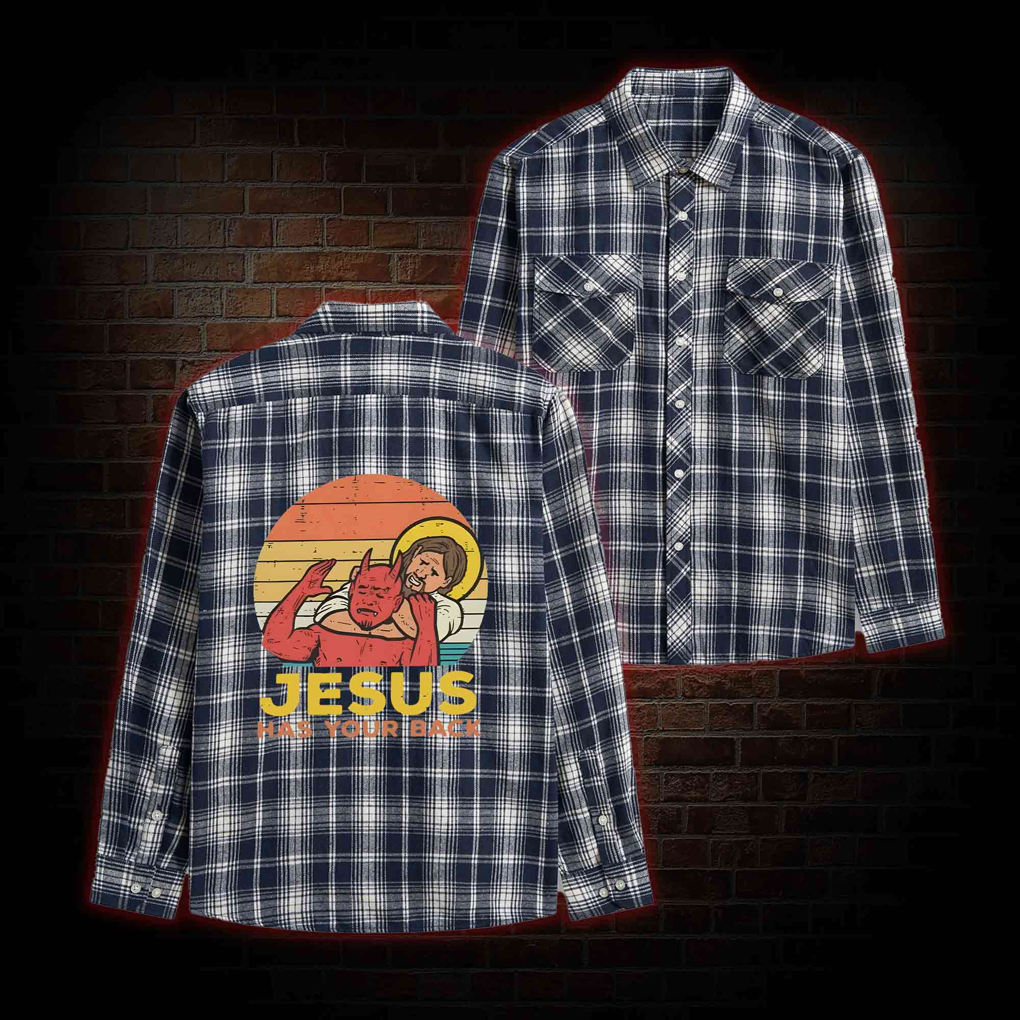 Jesus Has Your Back Unisex Flannel Shirt