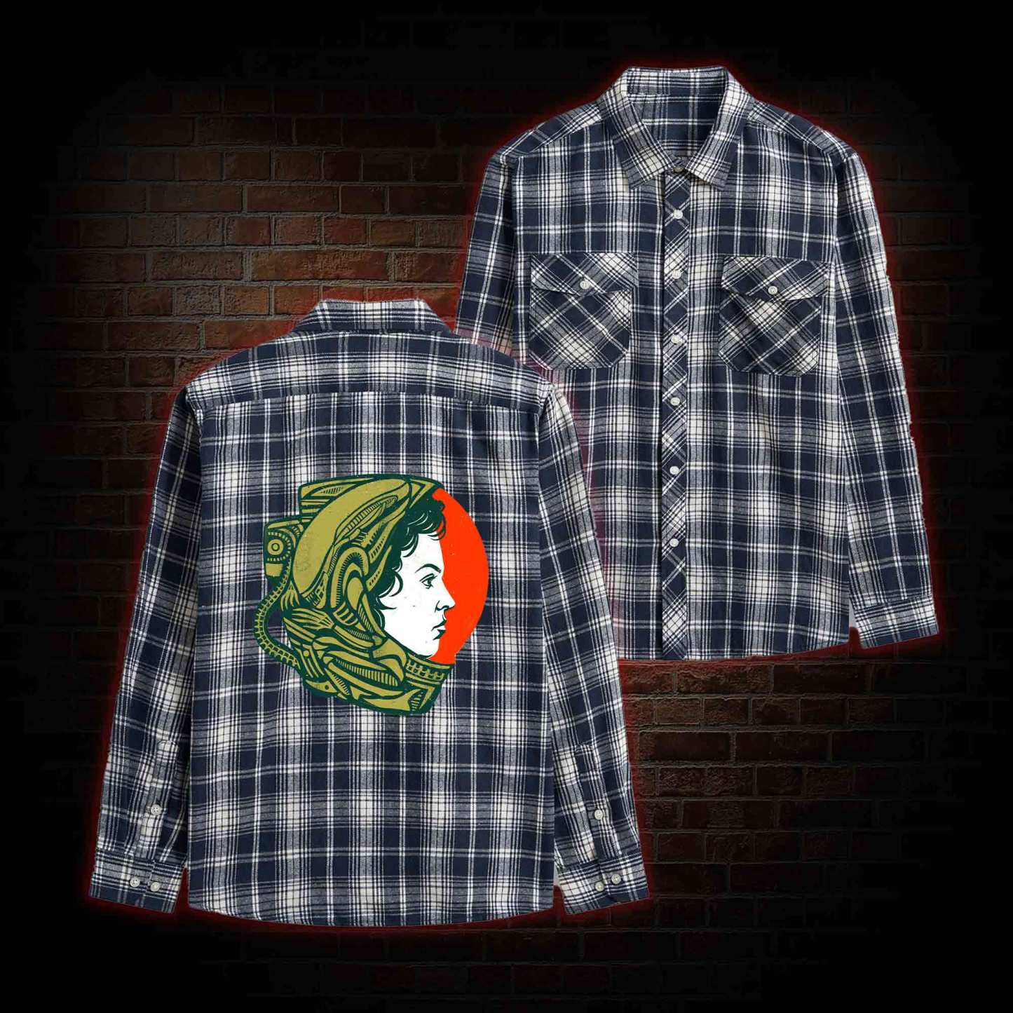 Retro Style Alien Unisex Flannel Shirt