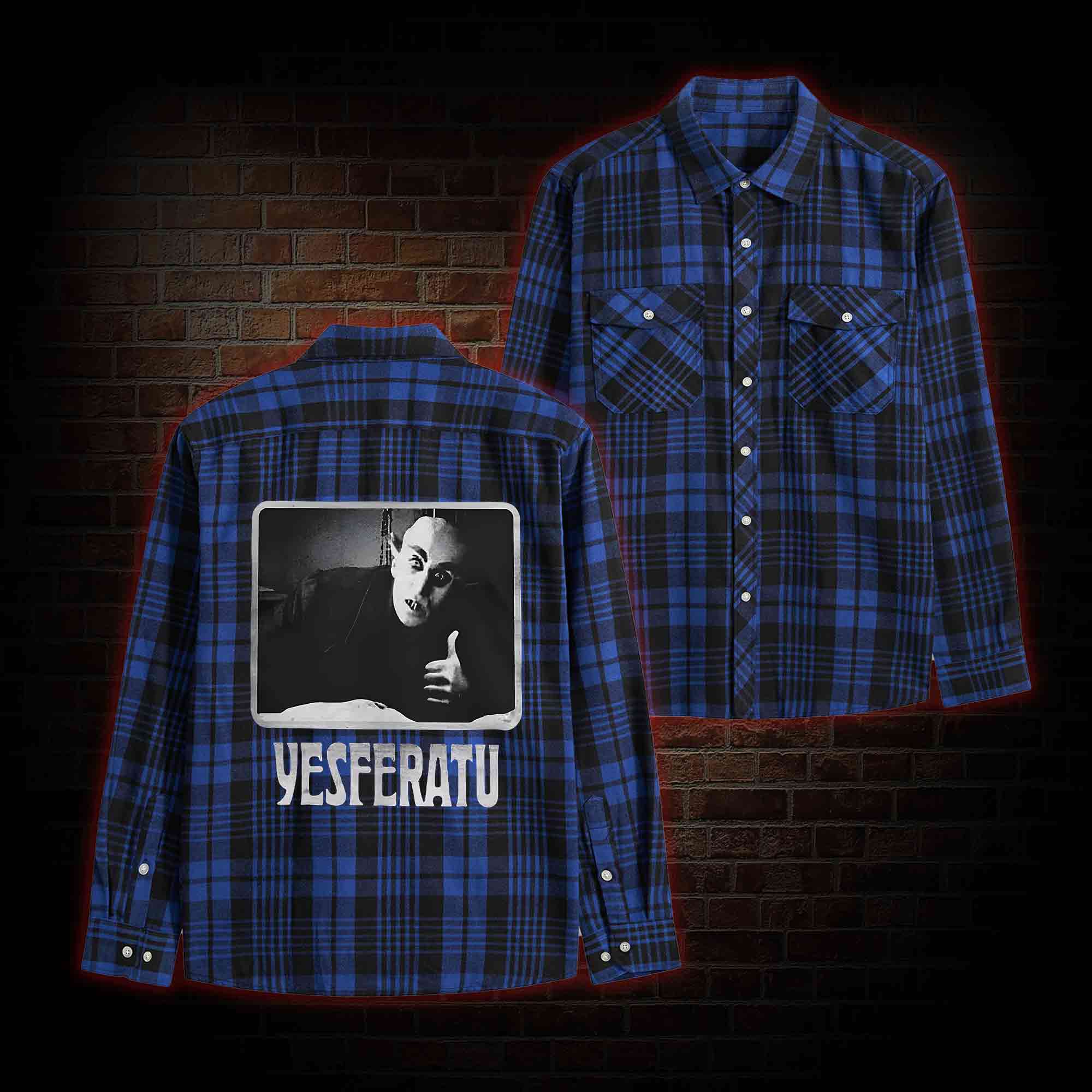 Yesferatu Funny Horror Retro Flannel Shirt