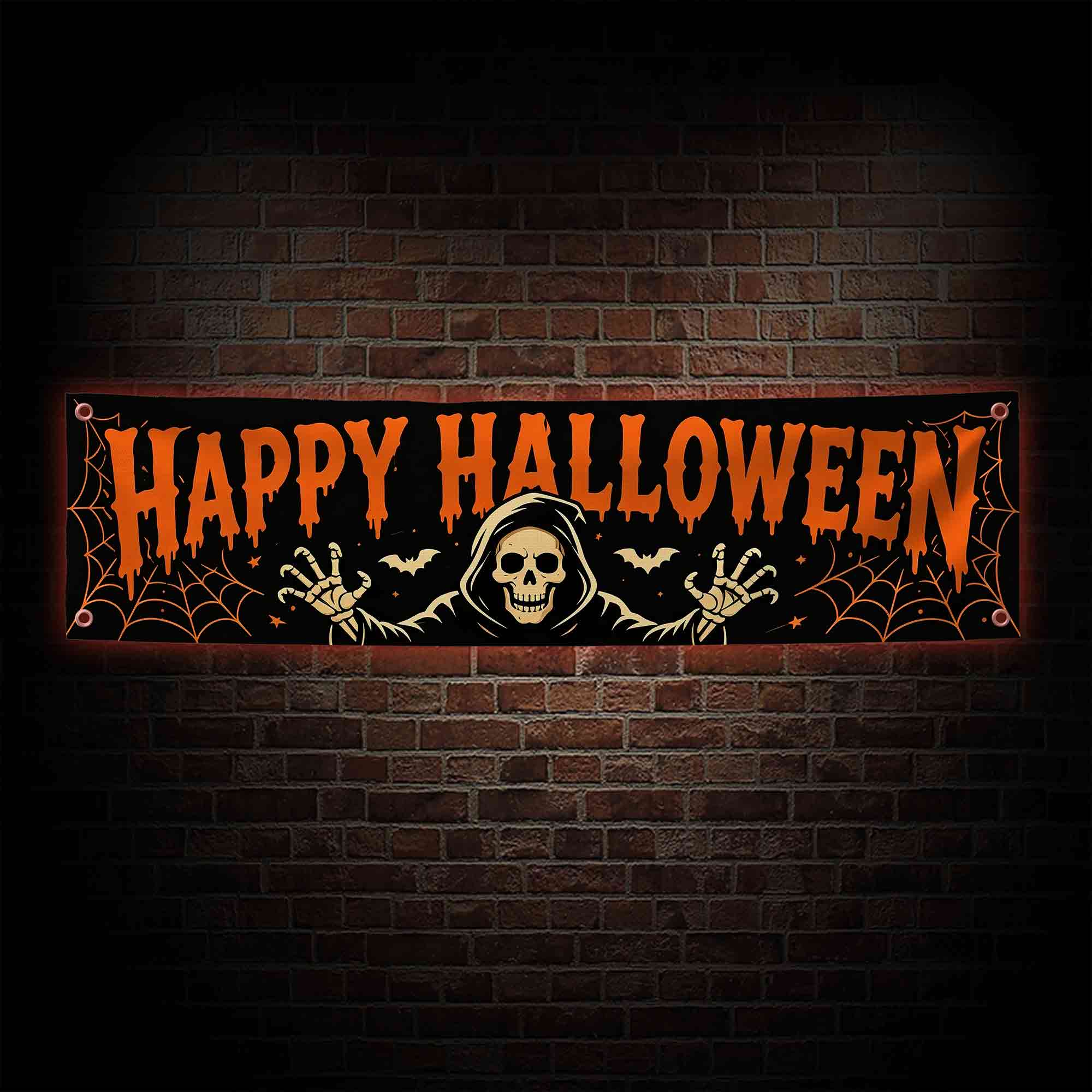 Ghostly Skeleton Happy Halloween Banner