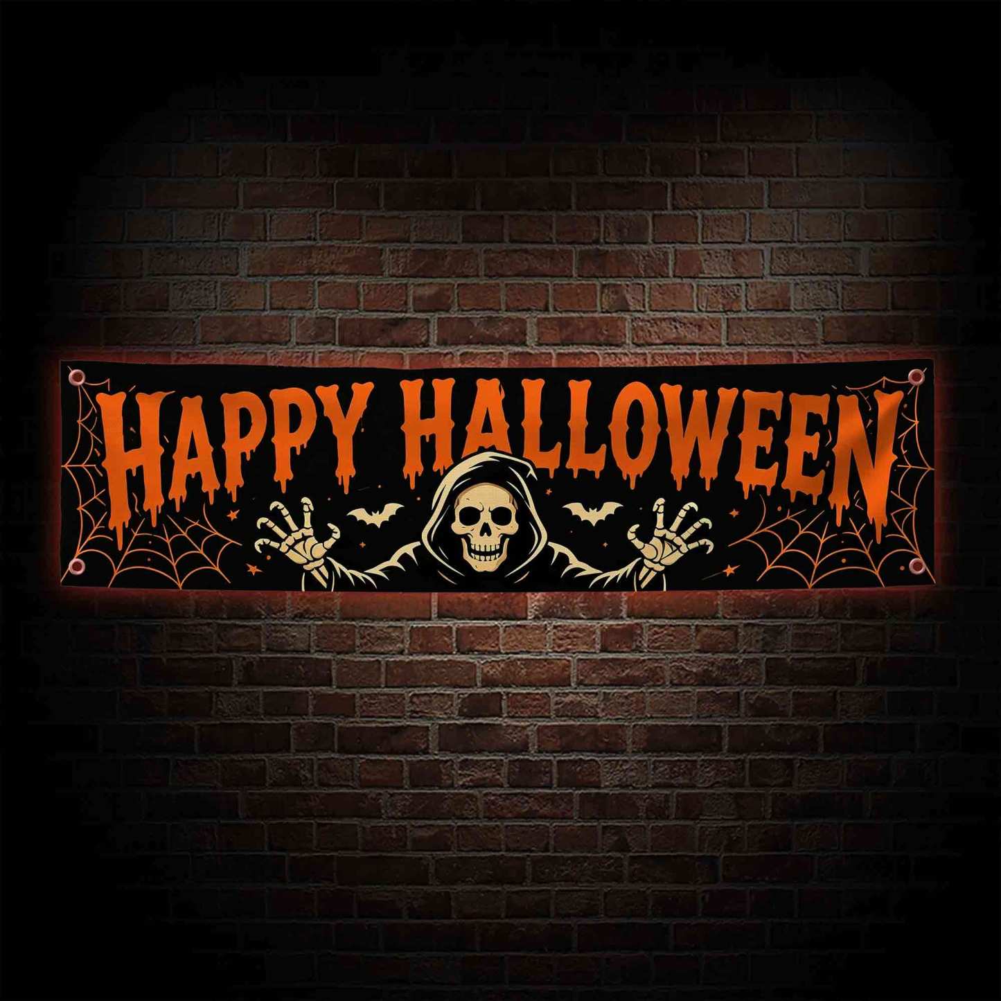 Ghostly Skeleton Happy Halloween Banner