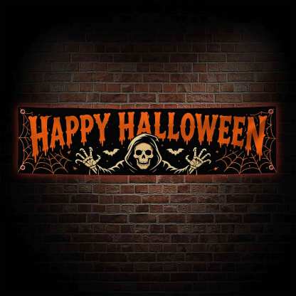 Ghostly Skeleton Happy Halloween Banner