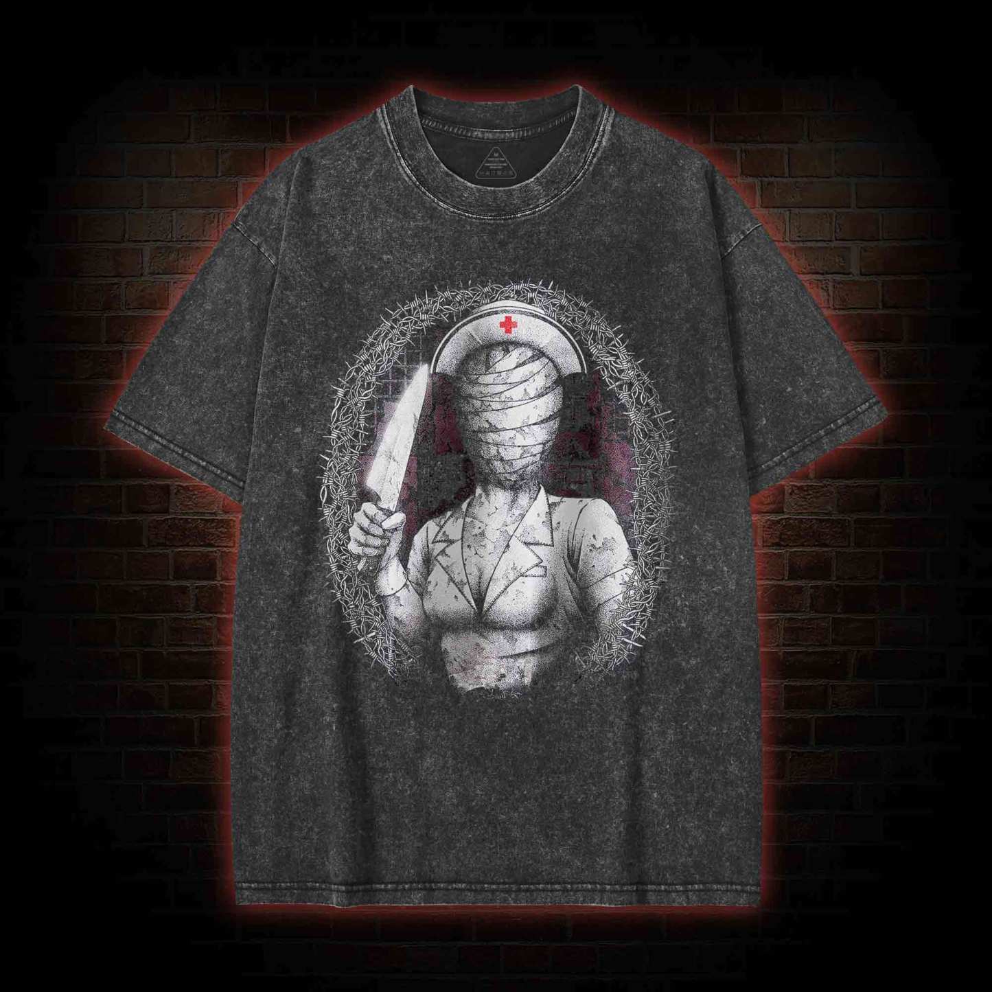 Horror Nurse Washed T-shirt