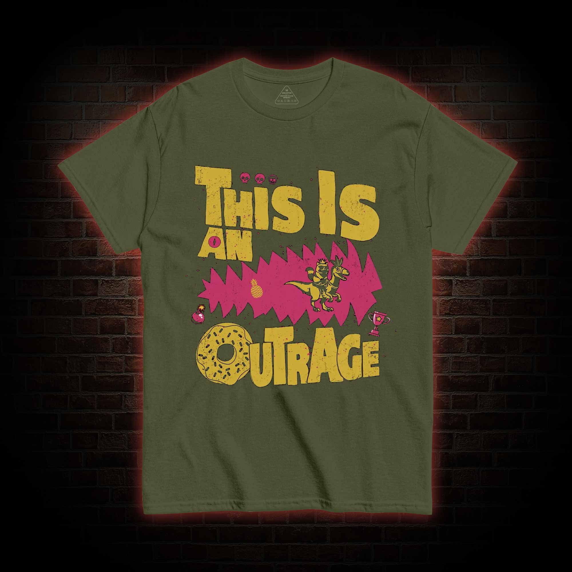 This is an Outrage T-shirt