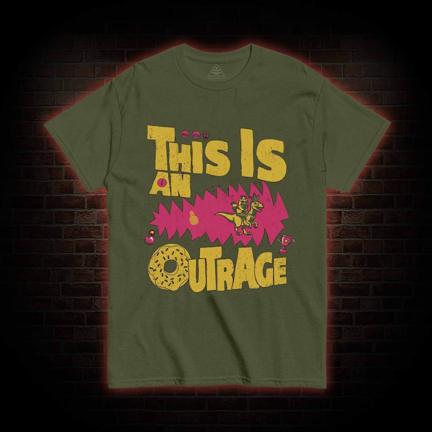 This is an Outrage T-shirt