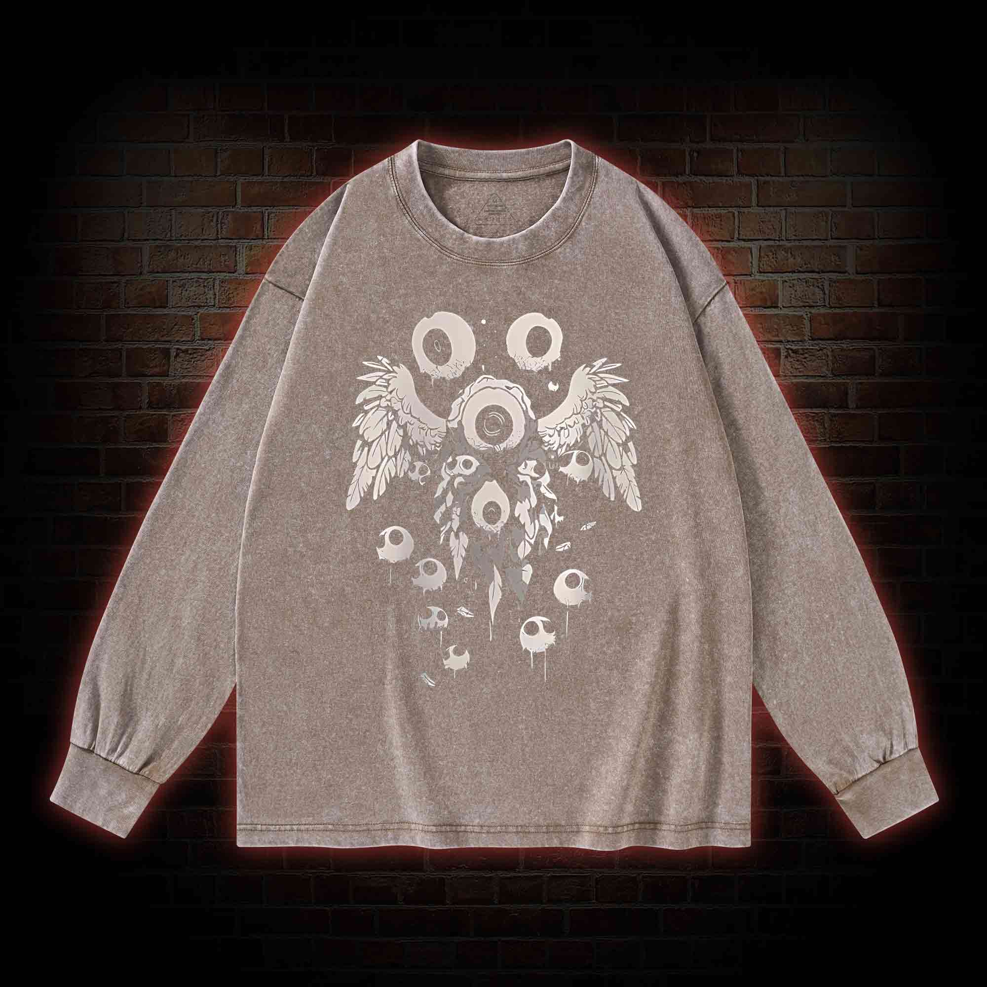 Weirdcore Eyeball Washed Long-Sleeve T-shirt