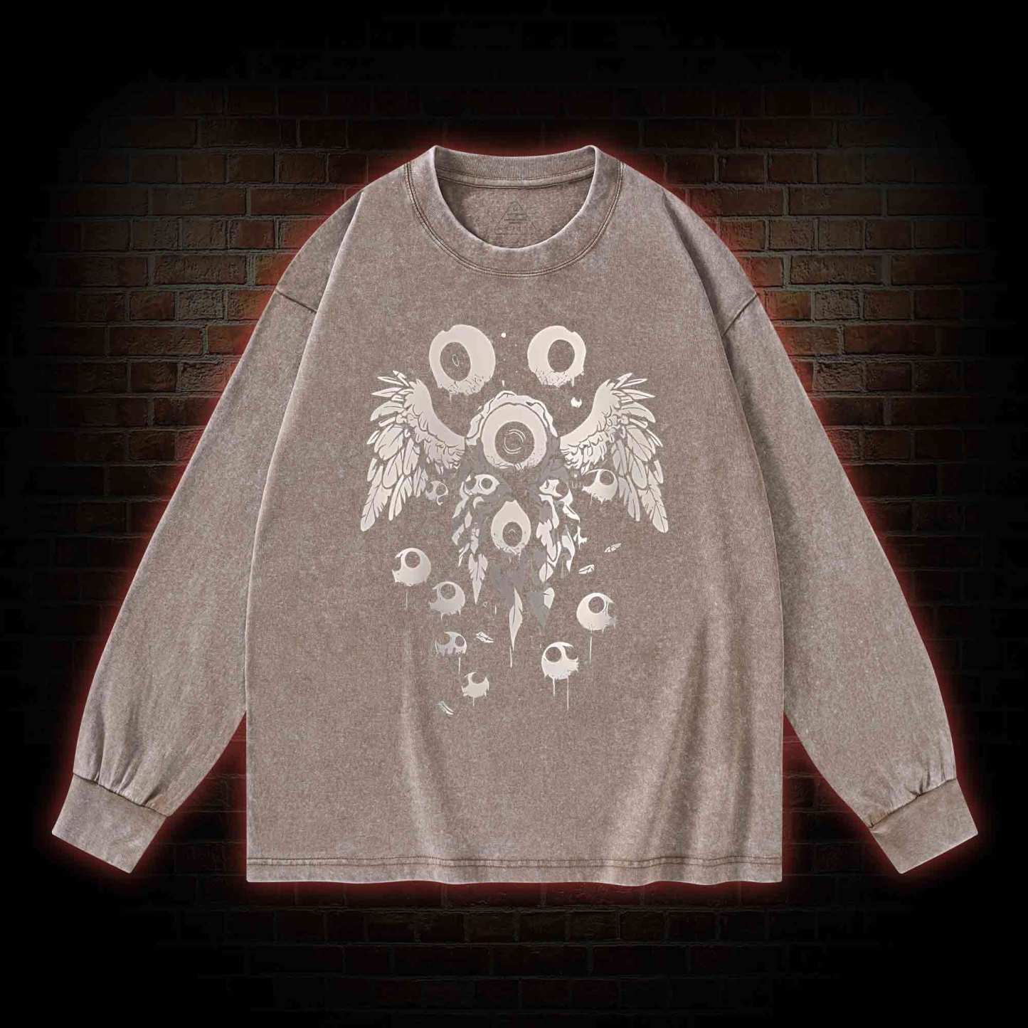 Weirdcore Eyeball Washed Long-Sleeve T-shirt