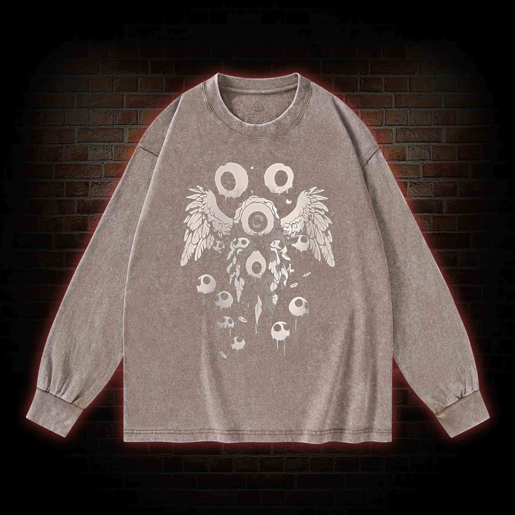 Weirdcore Eyeball Washed Long-Sleeve T-shirt