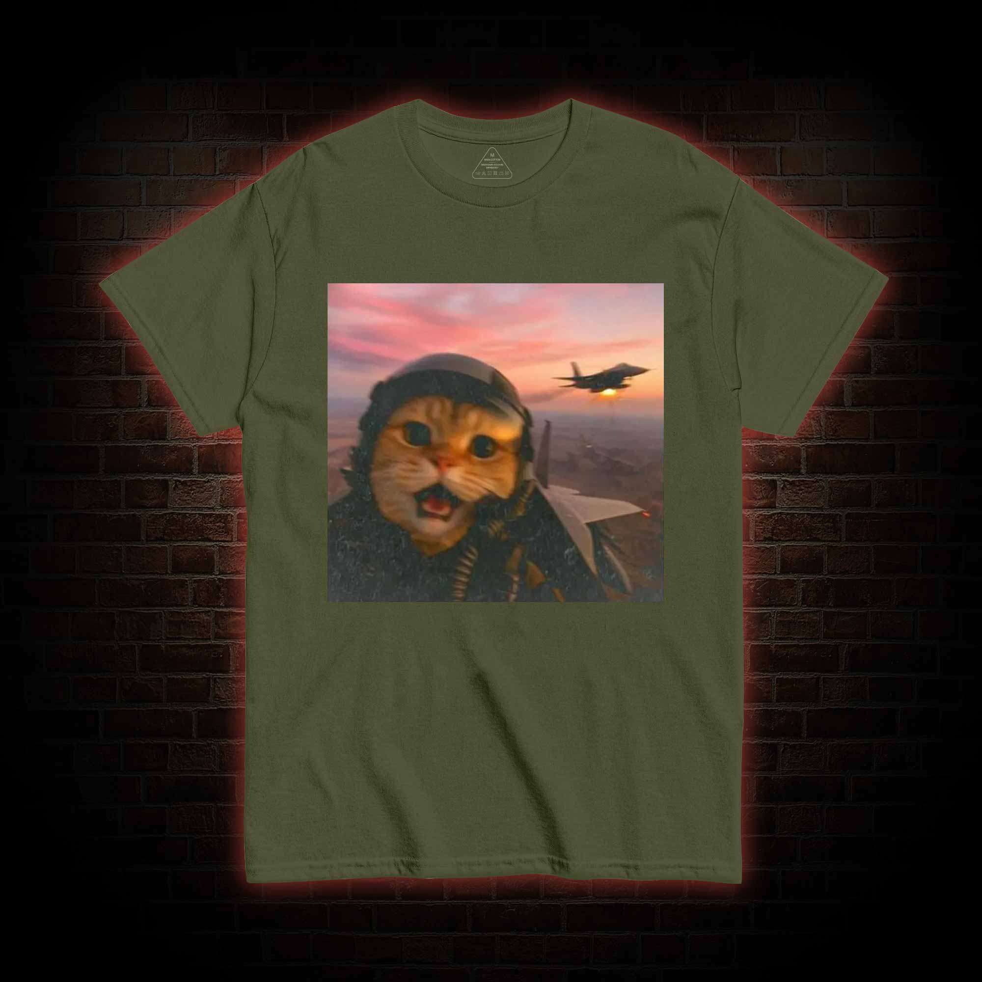Funny Fighter Pilot Cat T-shirt
