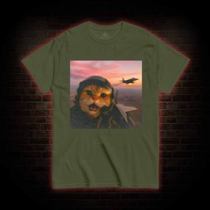 Funny Fighter Pilot Cat T-shirt