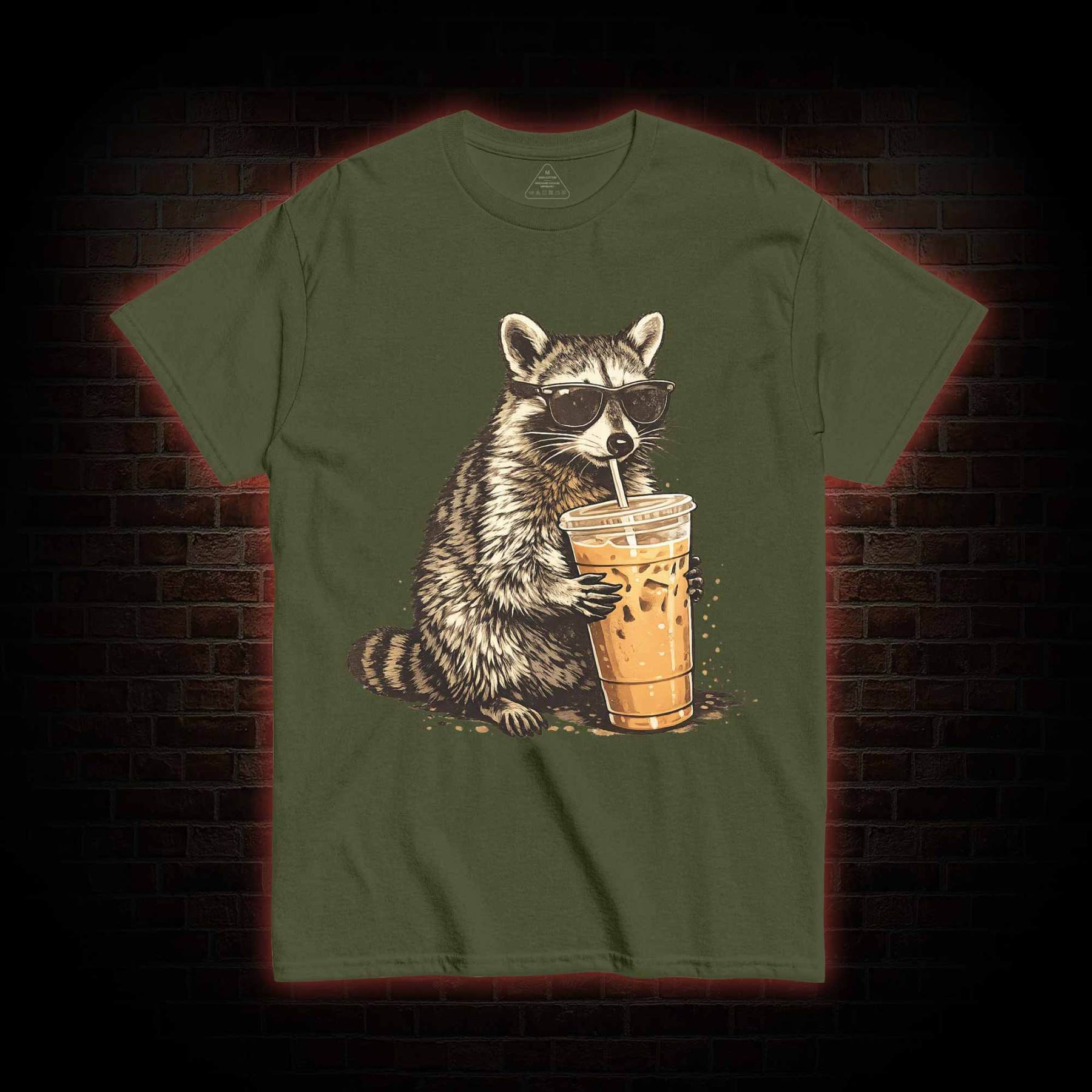 Raccoon Drinking Iced Coffee T-shirt