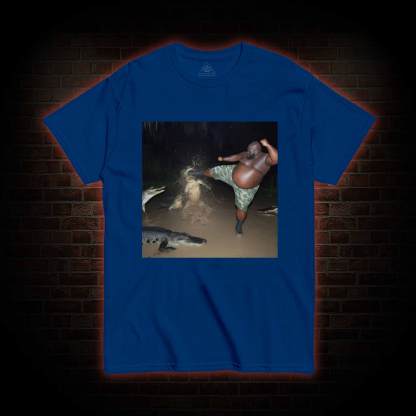 Black Guy Kick Alligator in Swamp T-shirt