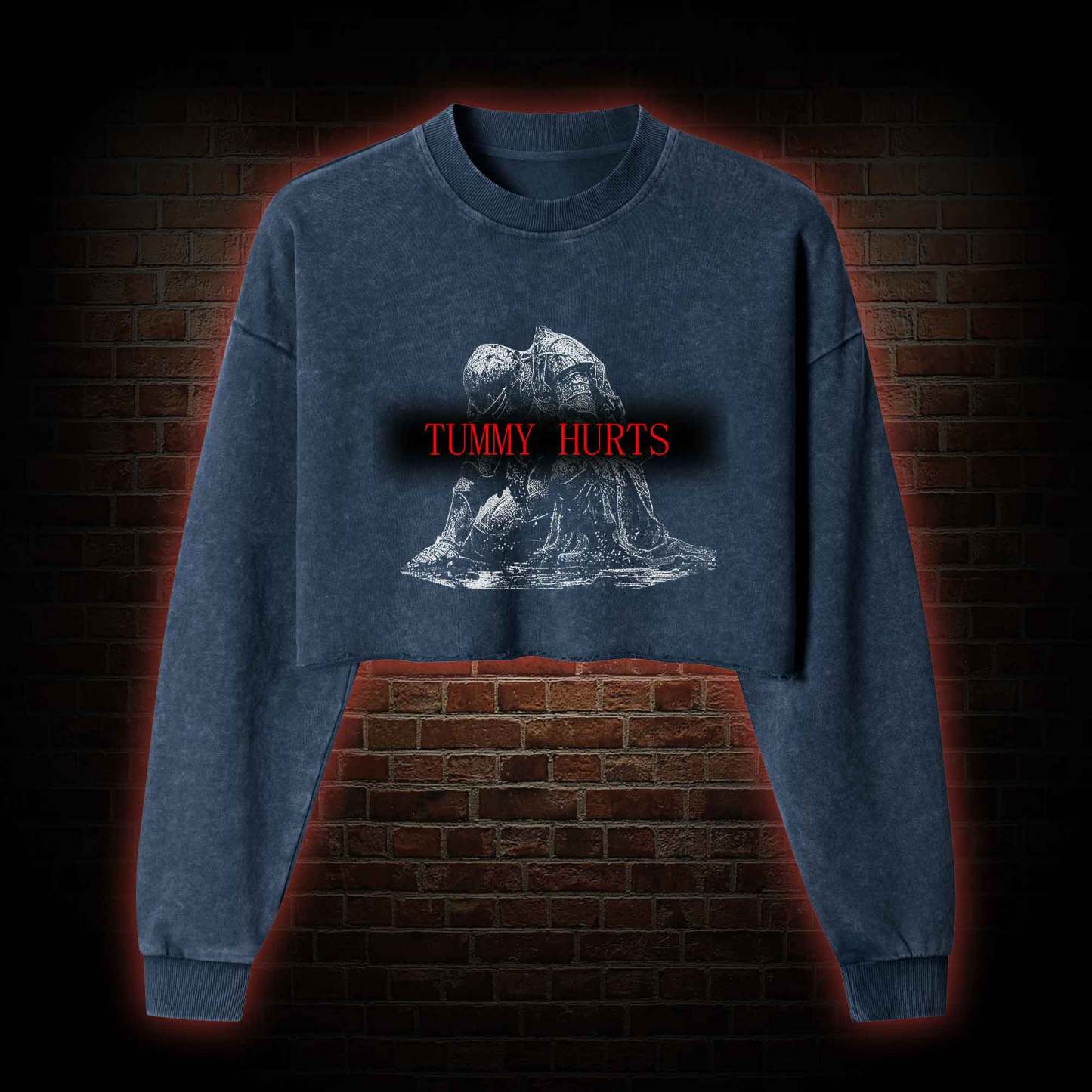 Retro Tummy Hurts Women's Washed Cropped Sweatshirts