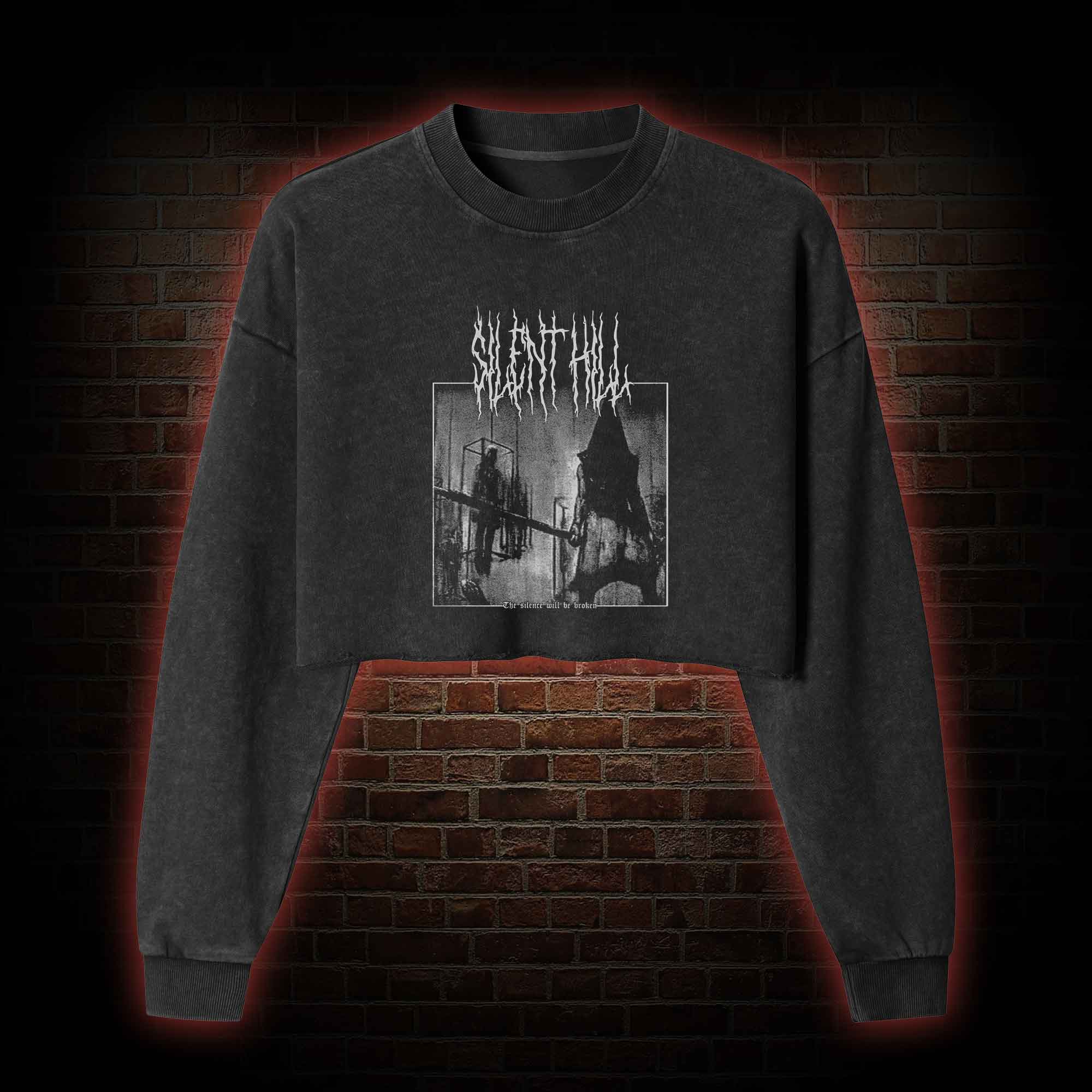Pyramid Head Washed Cropped Sweatshirts