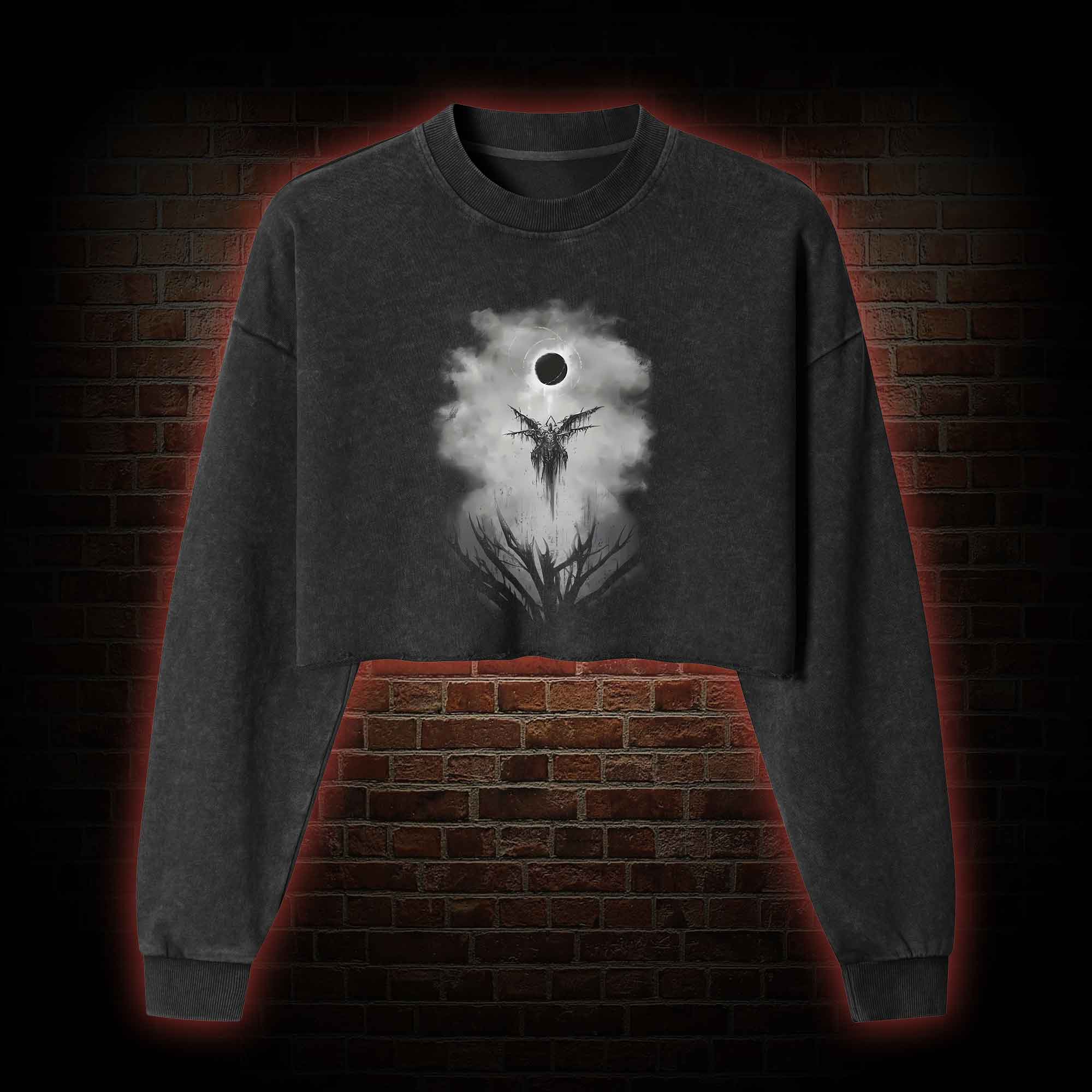 Angel of Death Washed Cropped Sweatshirts