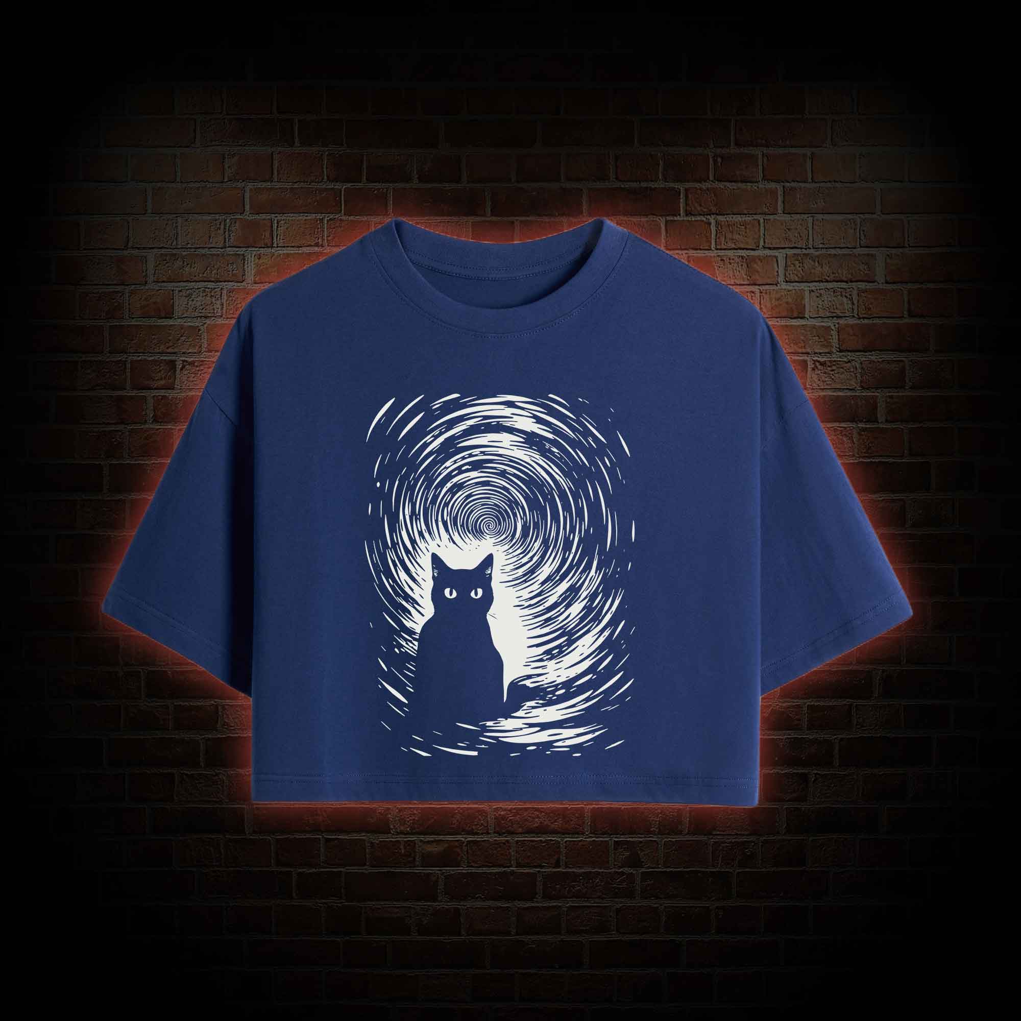 Retro Black Cat Crop Top