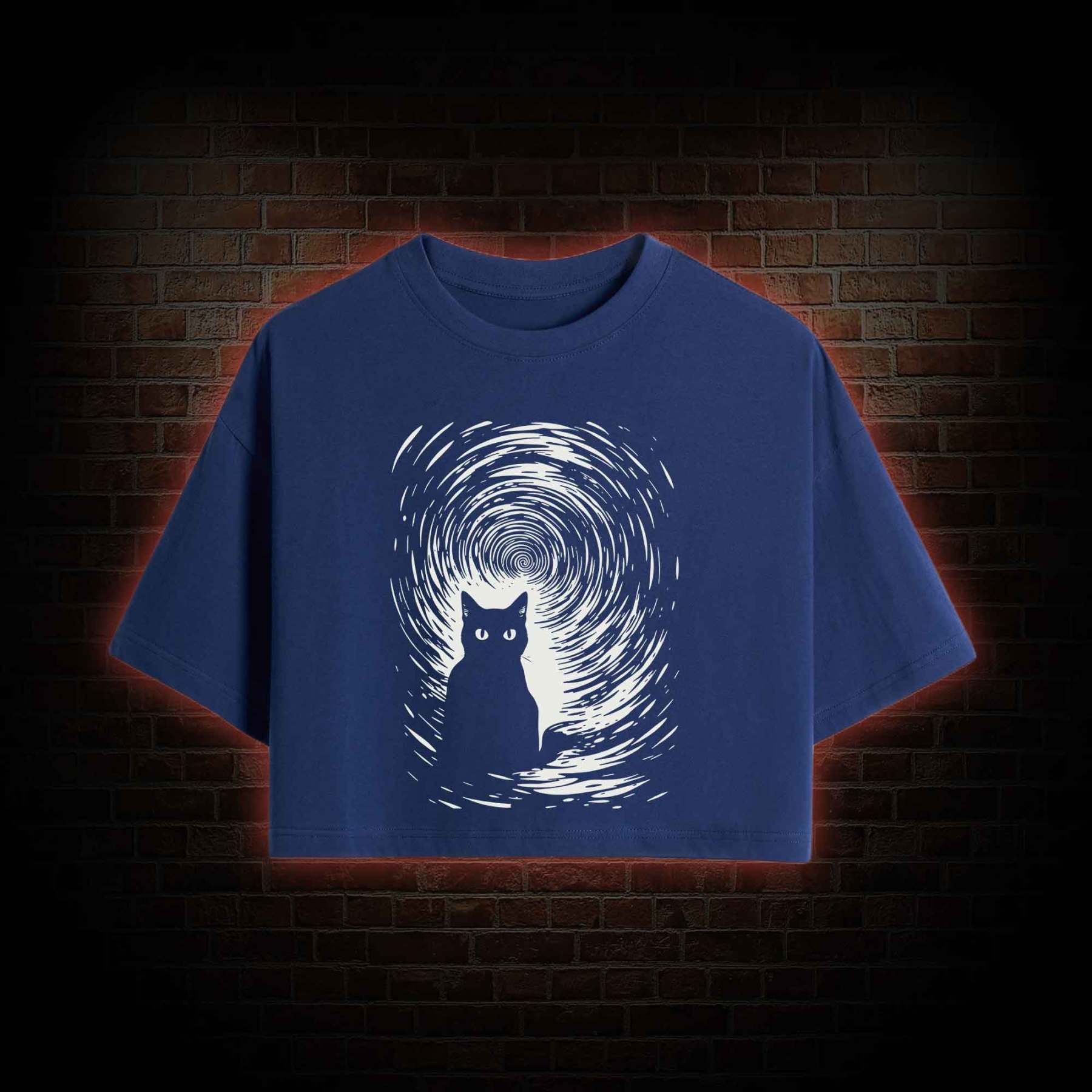 Retro Black Cat Crop Top