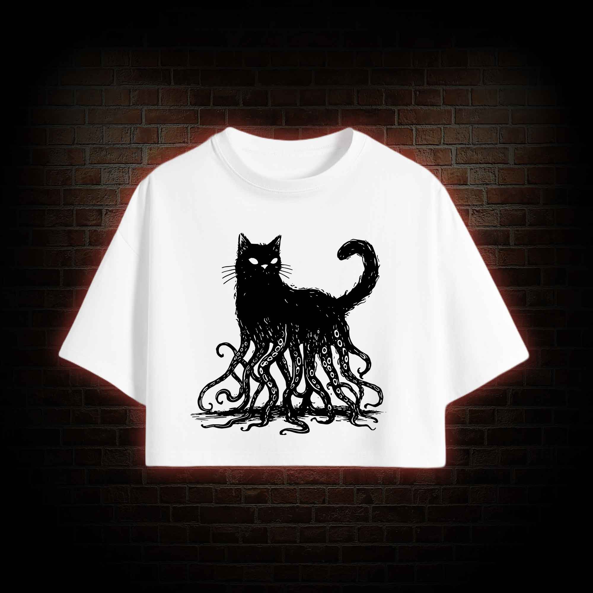 Octopus and Black Cat Crop Top