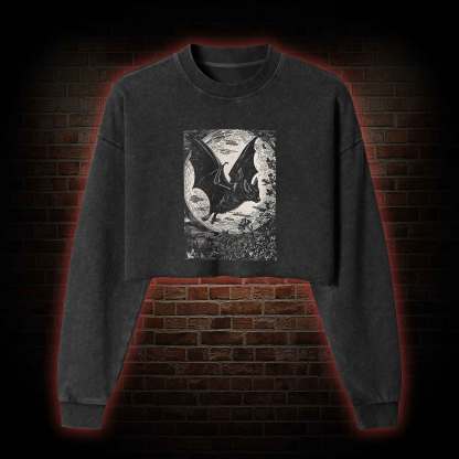 Medieval Bat Washed Cropped Sweatshirts