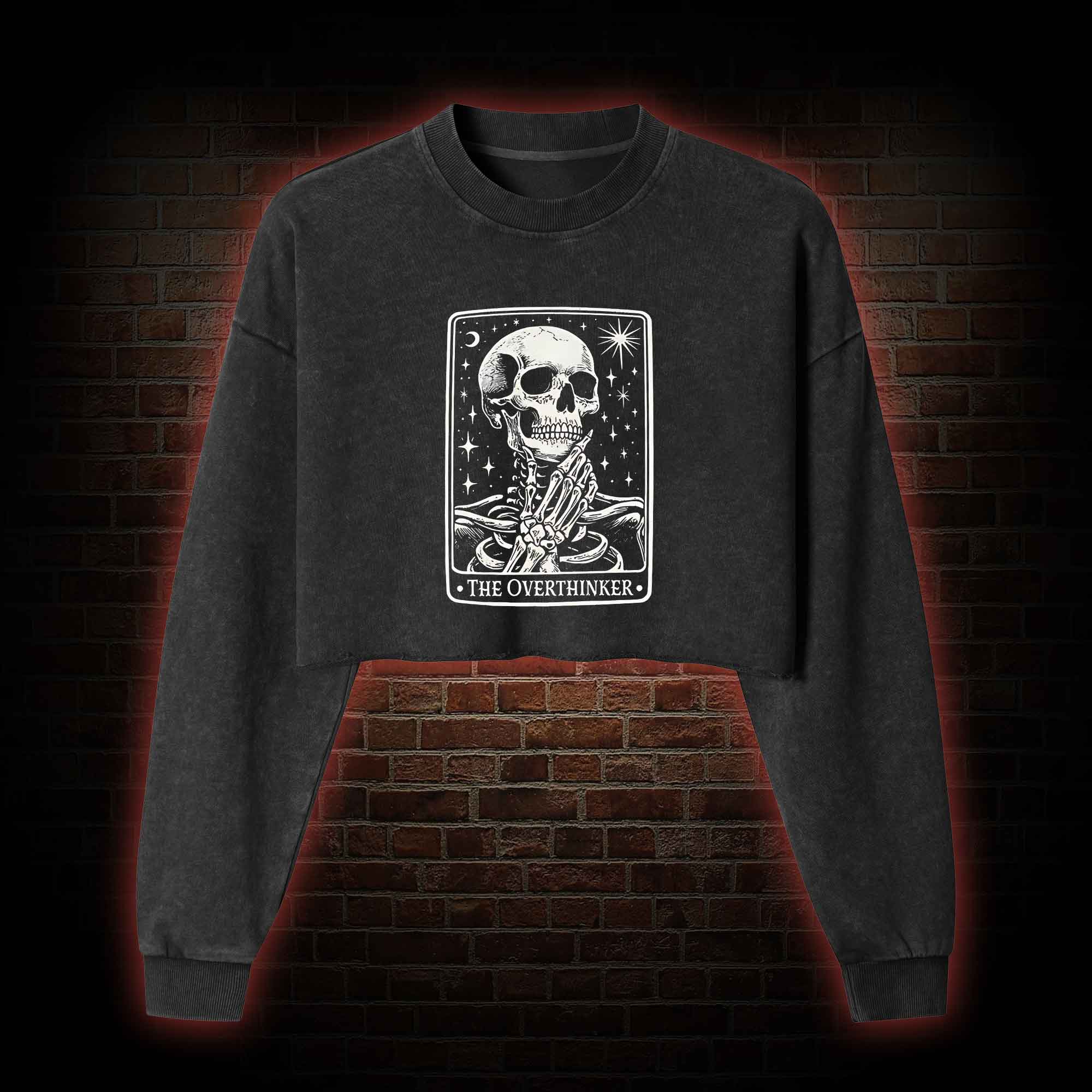 The Overthinker Washed Cropped Sweatshirts