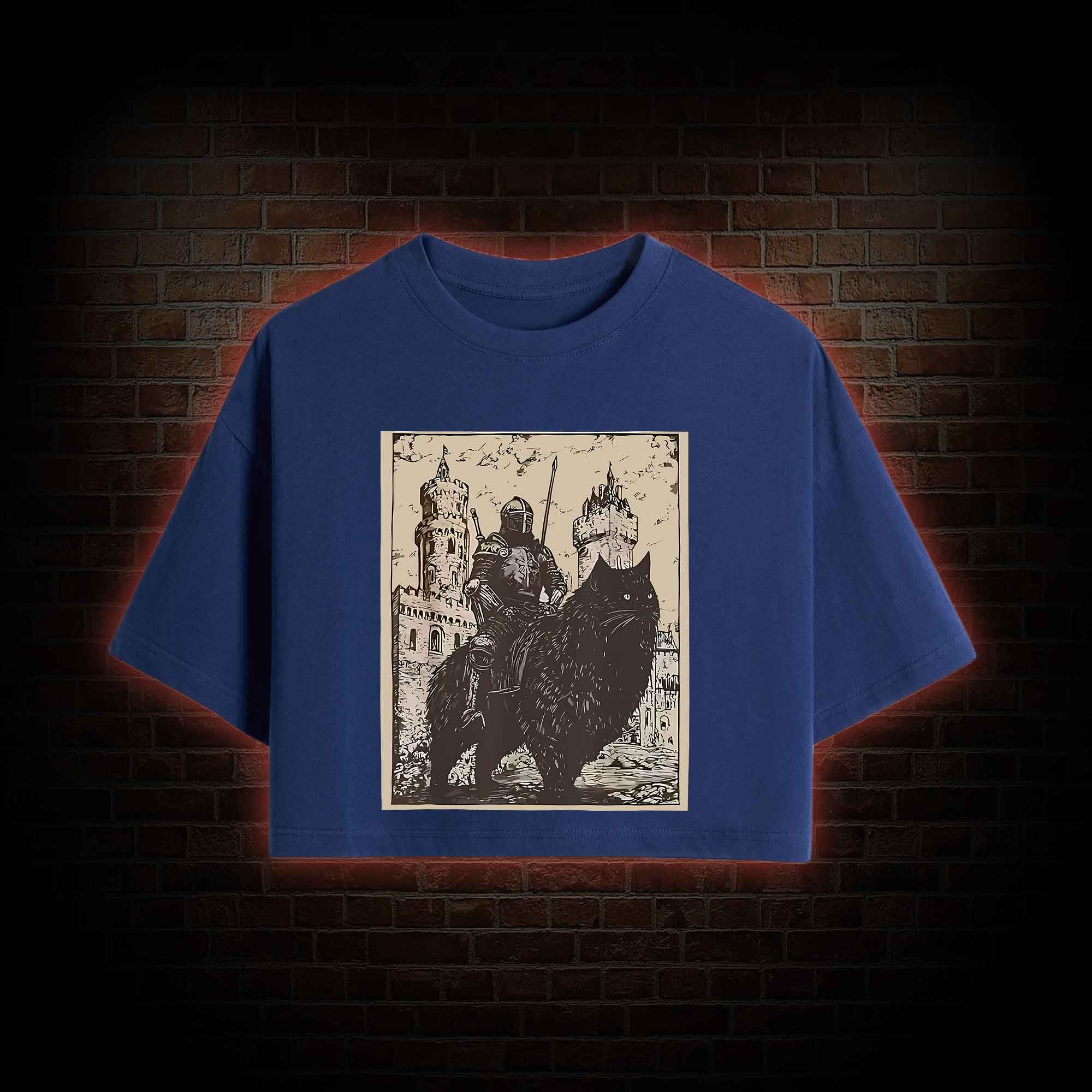 Knight Cat Rider Vintage Crop Top