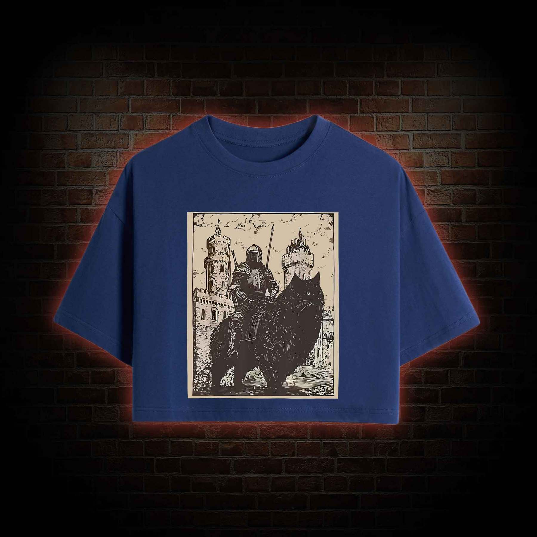 Knight Cat Rider Vintage Crop Top