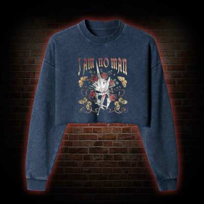 I am No Man Washed Cropped Sweatshirts