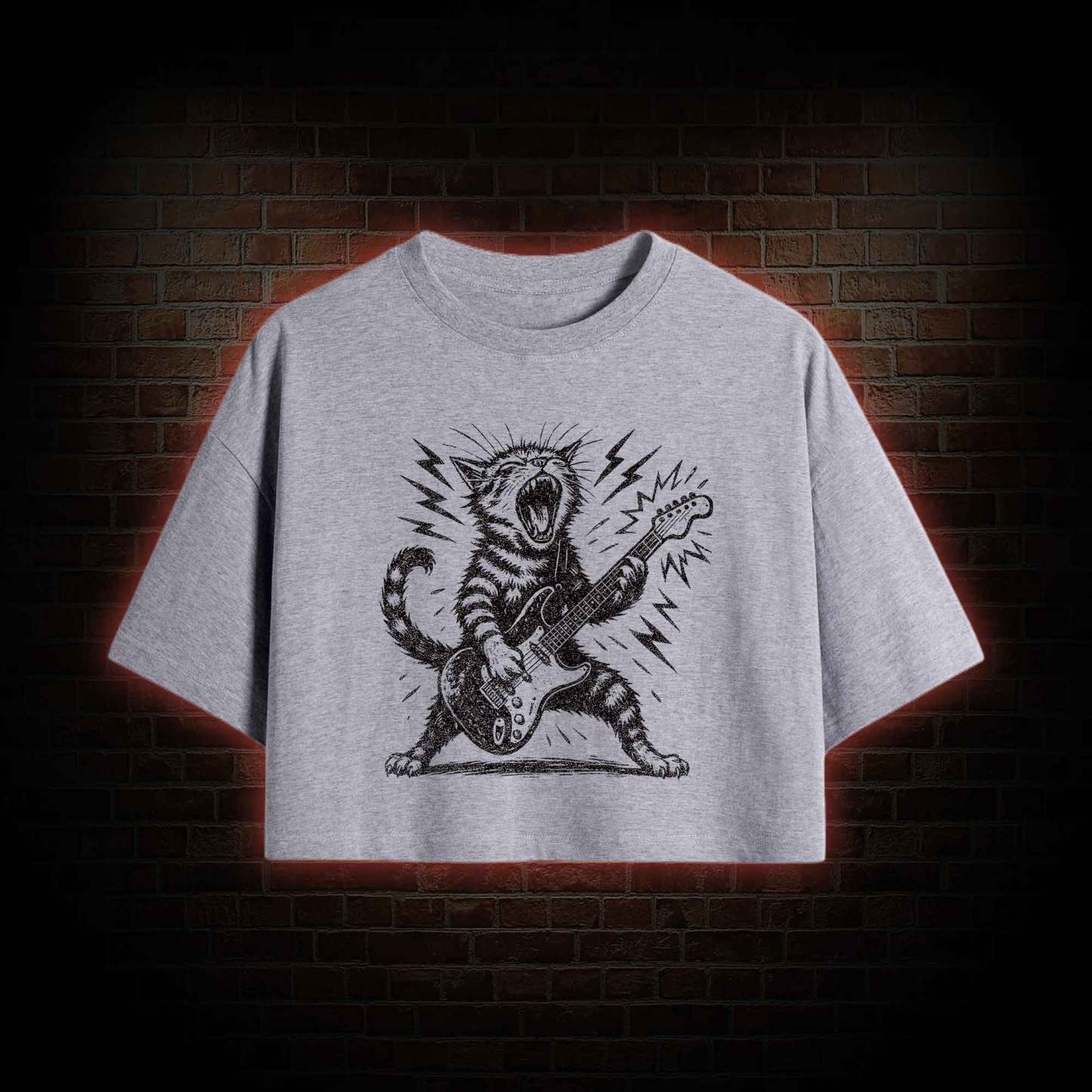 Rock and Roll Cat Crop Top
