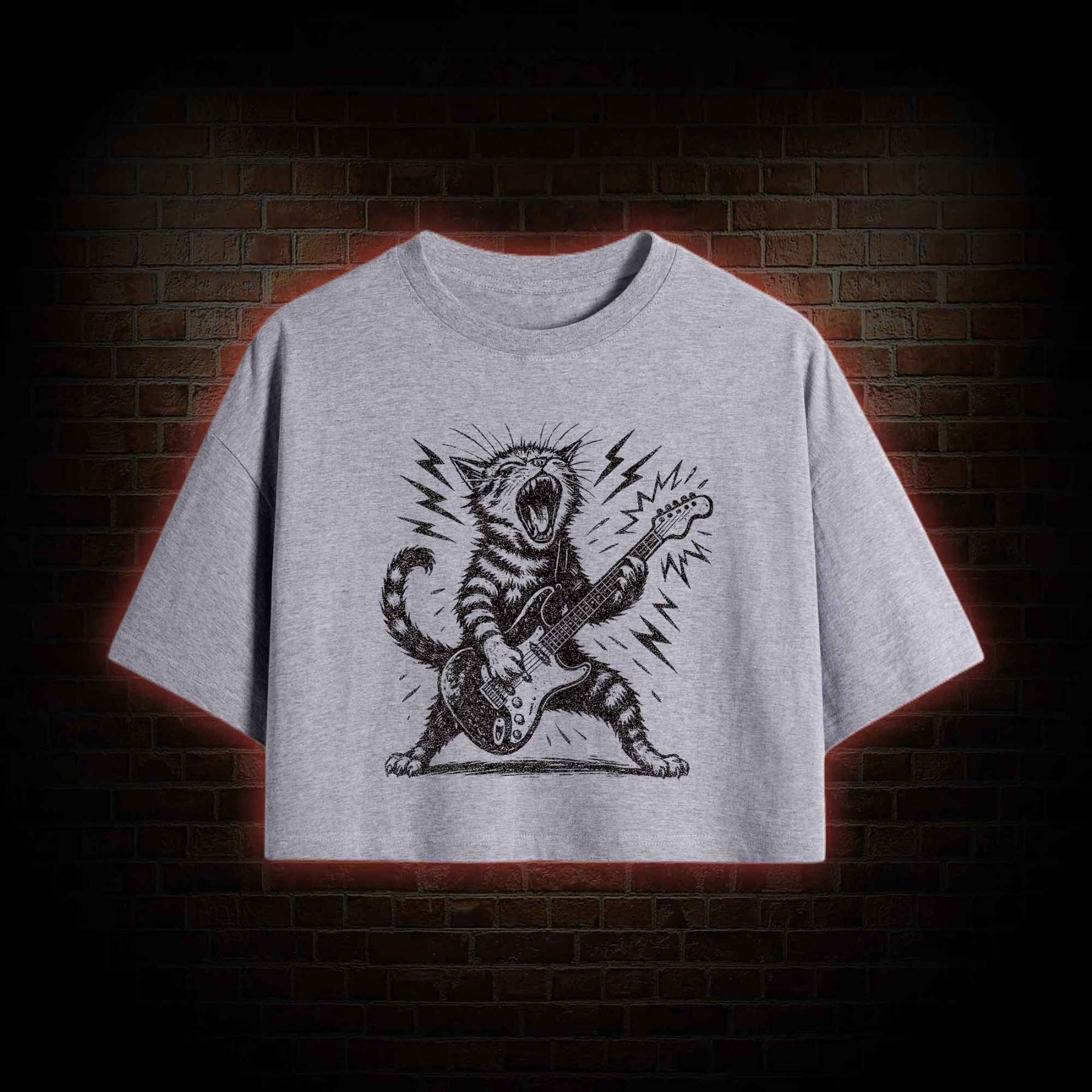 Rock and Roll Cat Crop Top