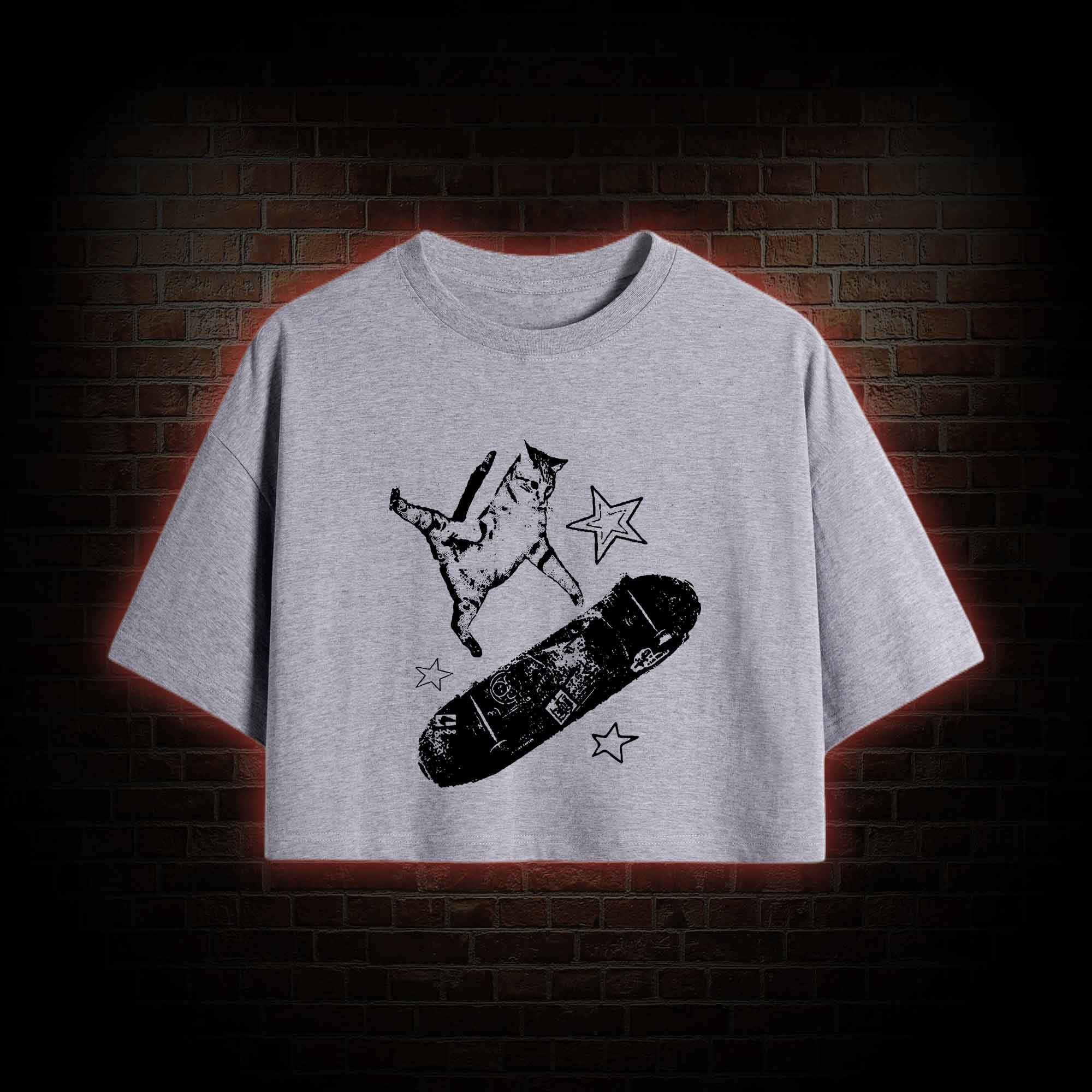 Skateboard Cat Crop Top