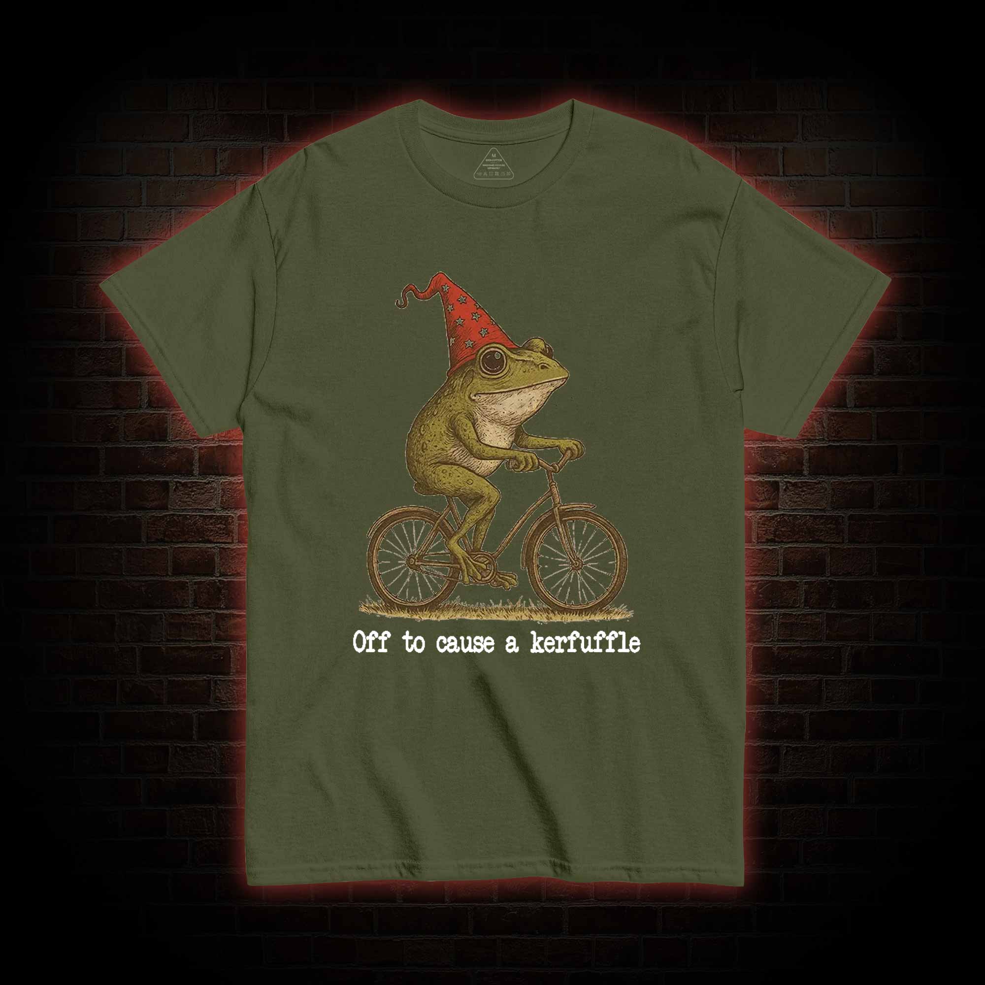 Off to Cause a Kerfuffle Frog T-shirt