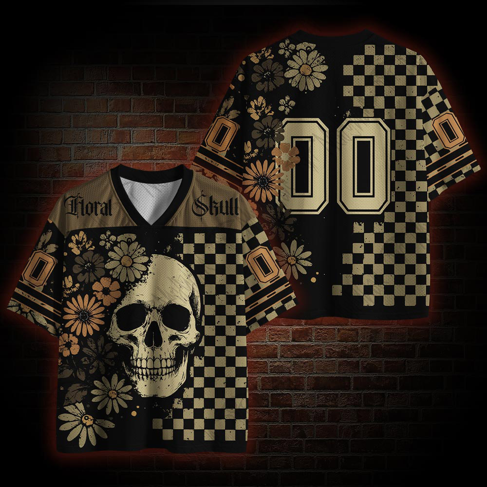 Floral Skull Mesh Jersey