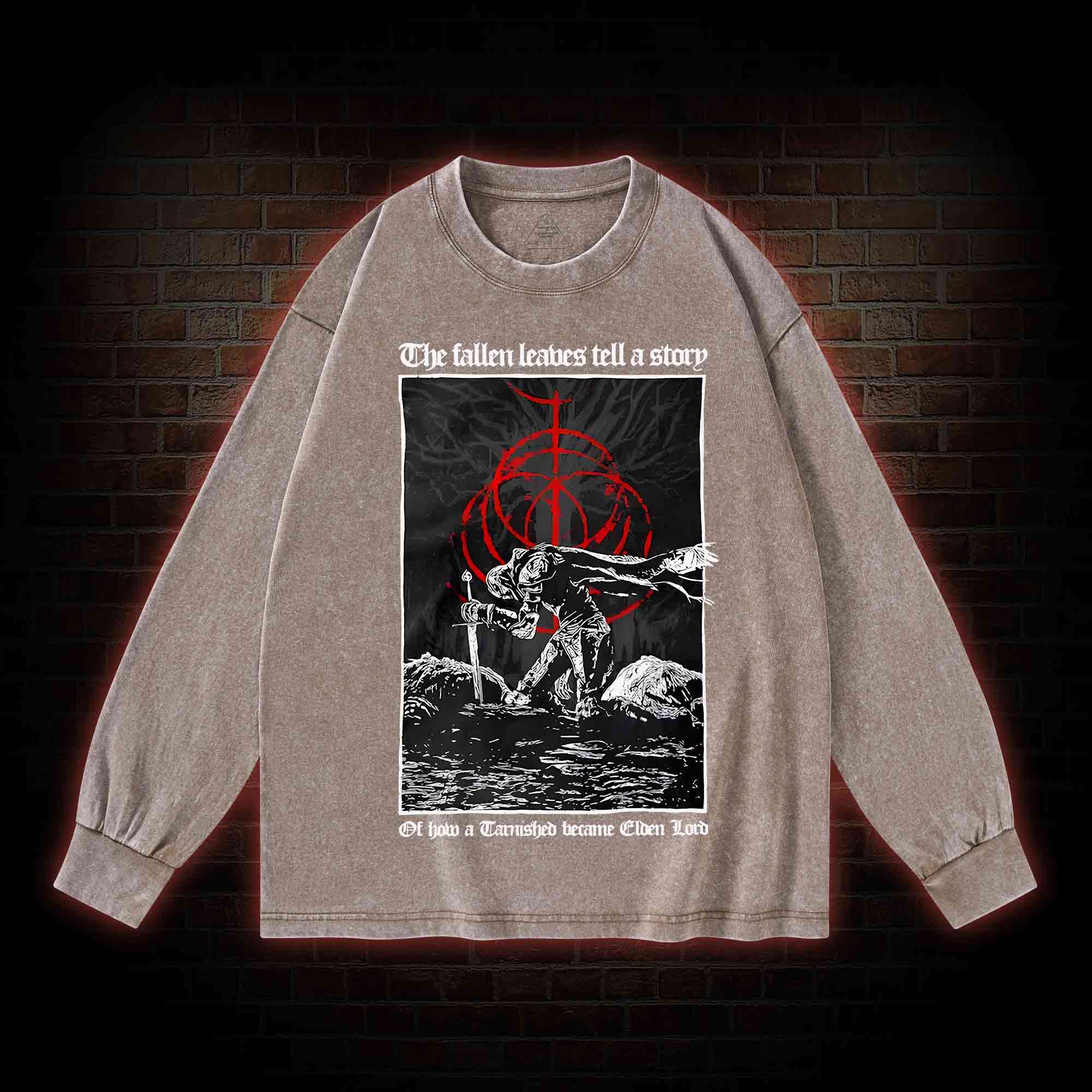 The Fallen Leaves Tell a Story Washed Long-Sleeve T-shirt