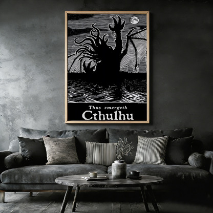 Thus Emergeth Cthulhu Framed Canvas Print