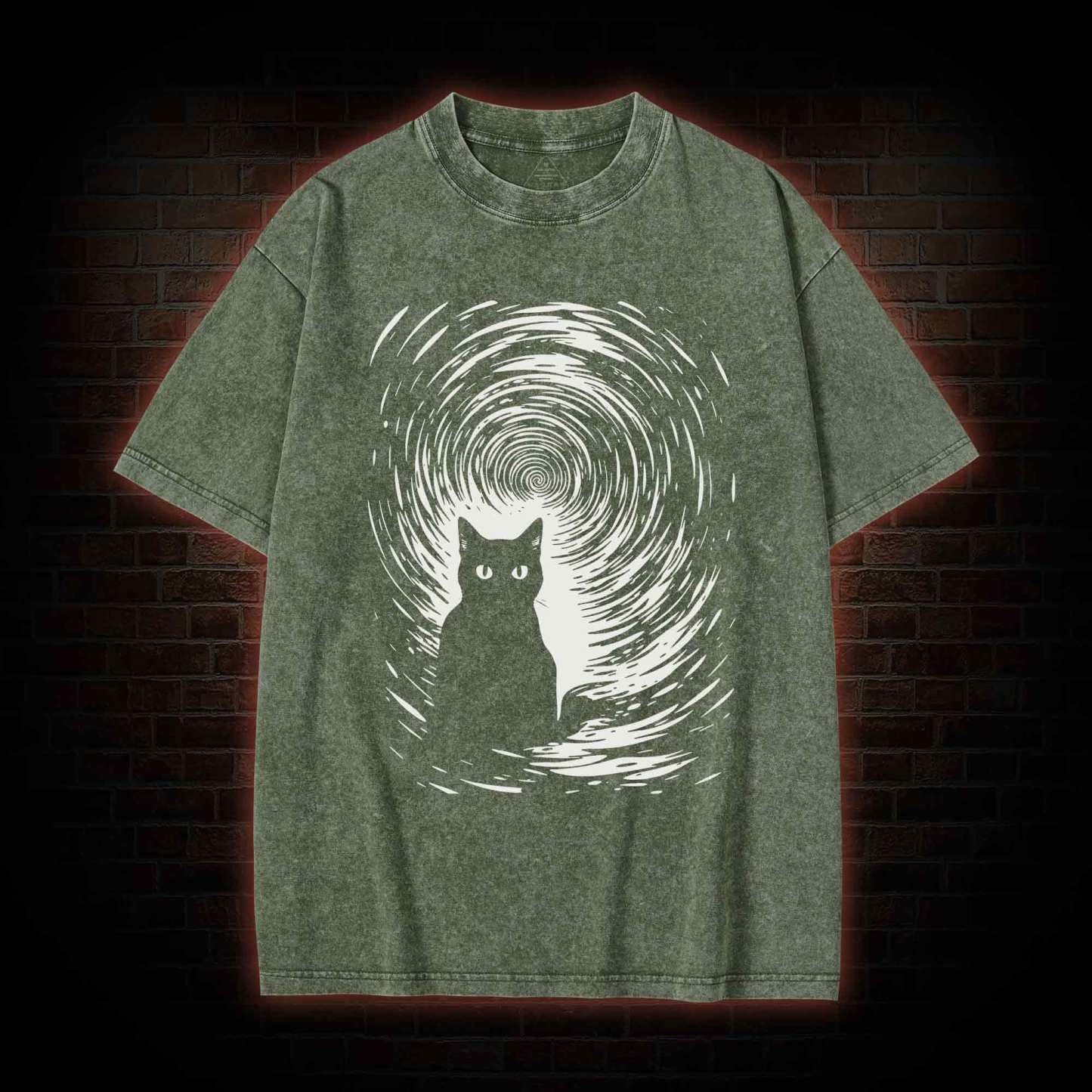 Retro Black Cat Washed T-shirt