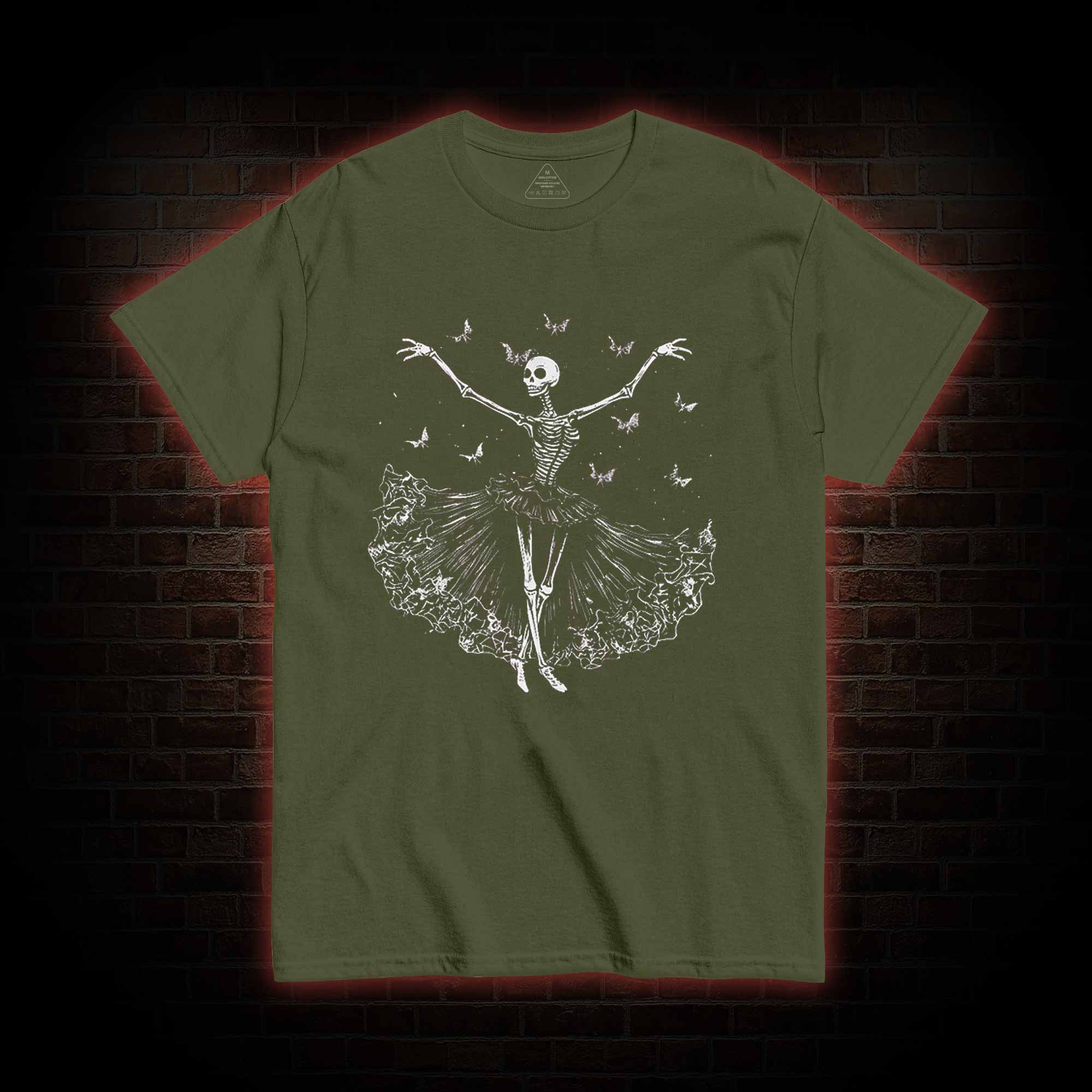 Floral Ballerina with Bats Skeleton T-shirt