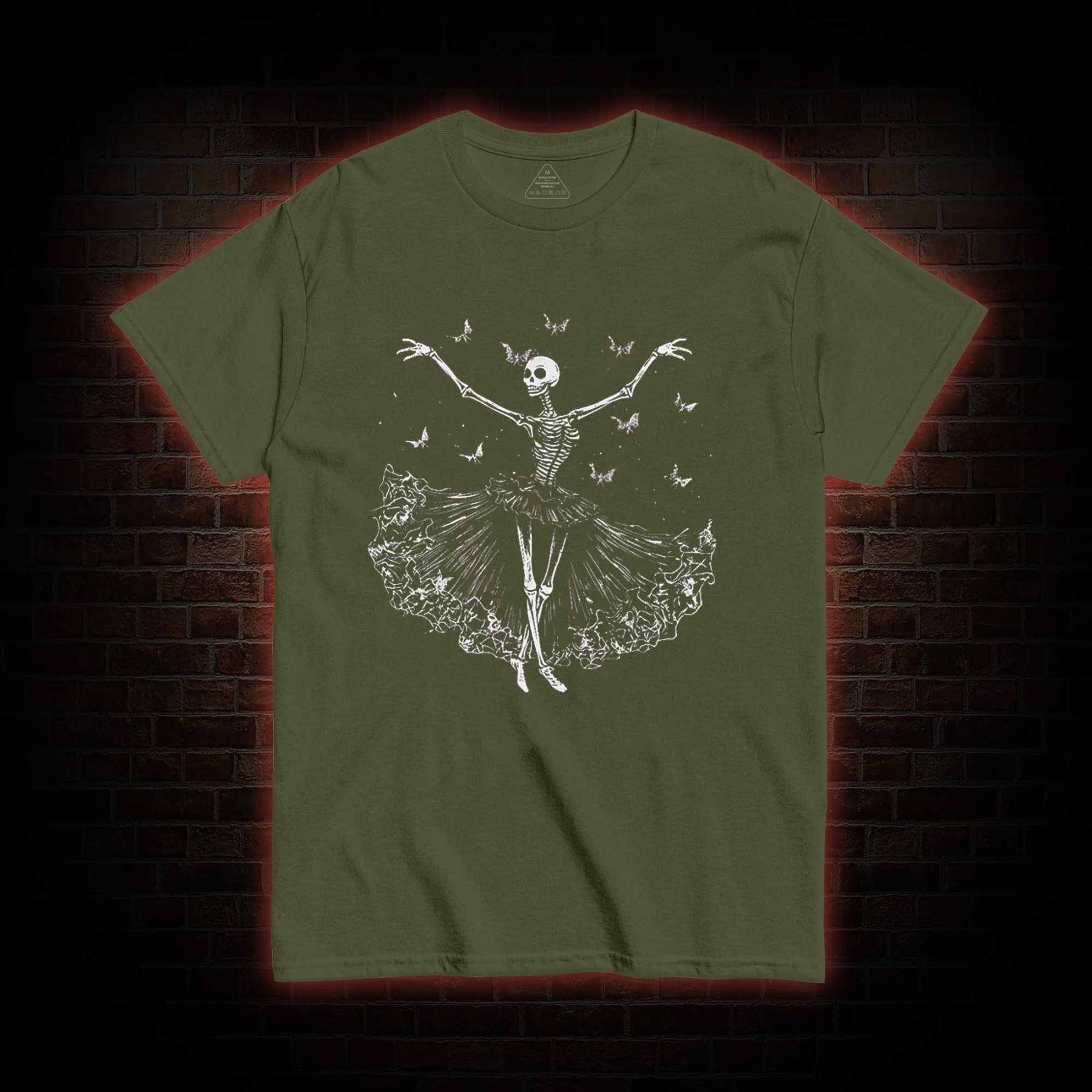 Floral Ballerina with Bats Skeleton T-shirt