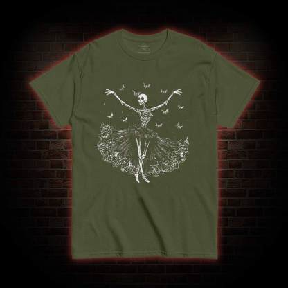 Floral Ballerina with Bats Skeleton T-shirt