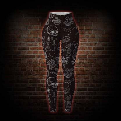 Mystical Symbols and Skulls Women's Tight-Fitting Pants