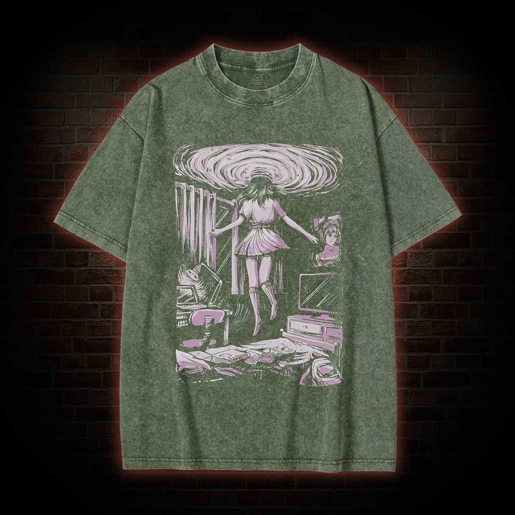 Portal Door Girl Washed T-shirt