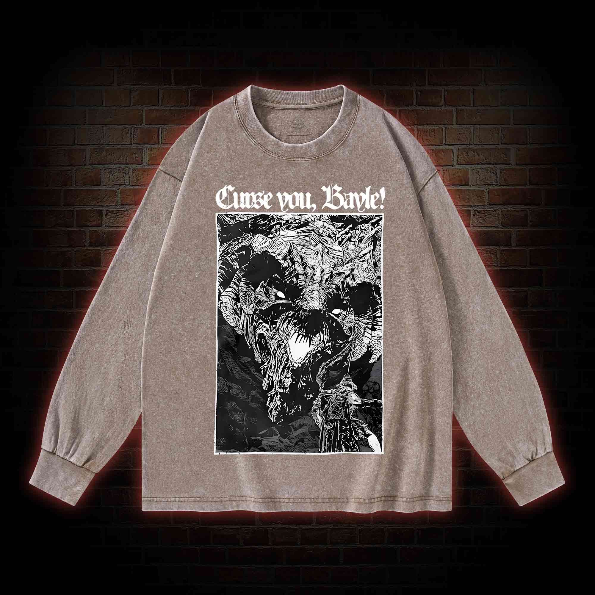 Curse You Bayle! Washed Long-Sleeve T-shirt