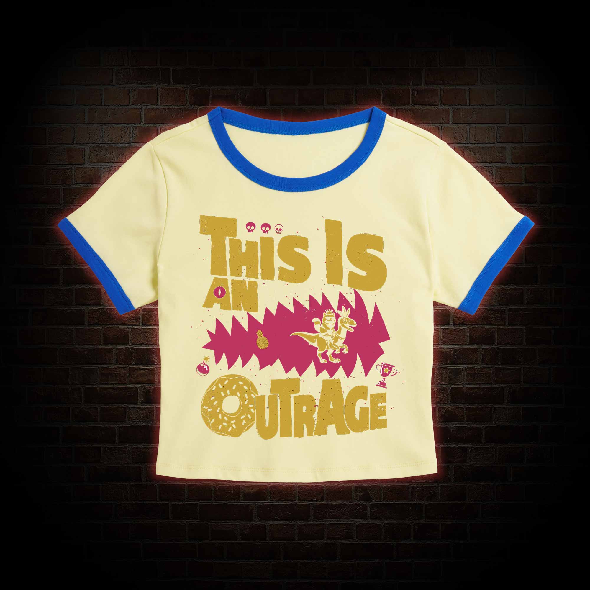 This is an Outrage Baby Tee