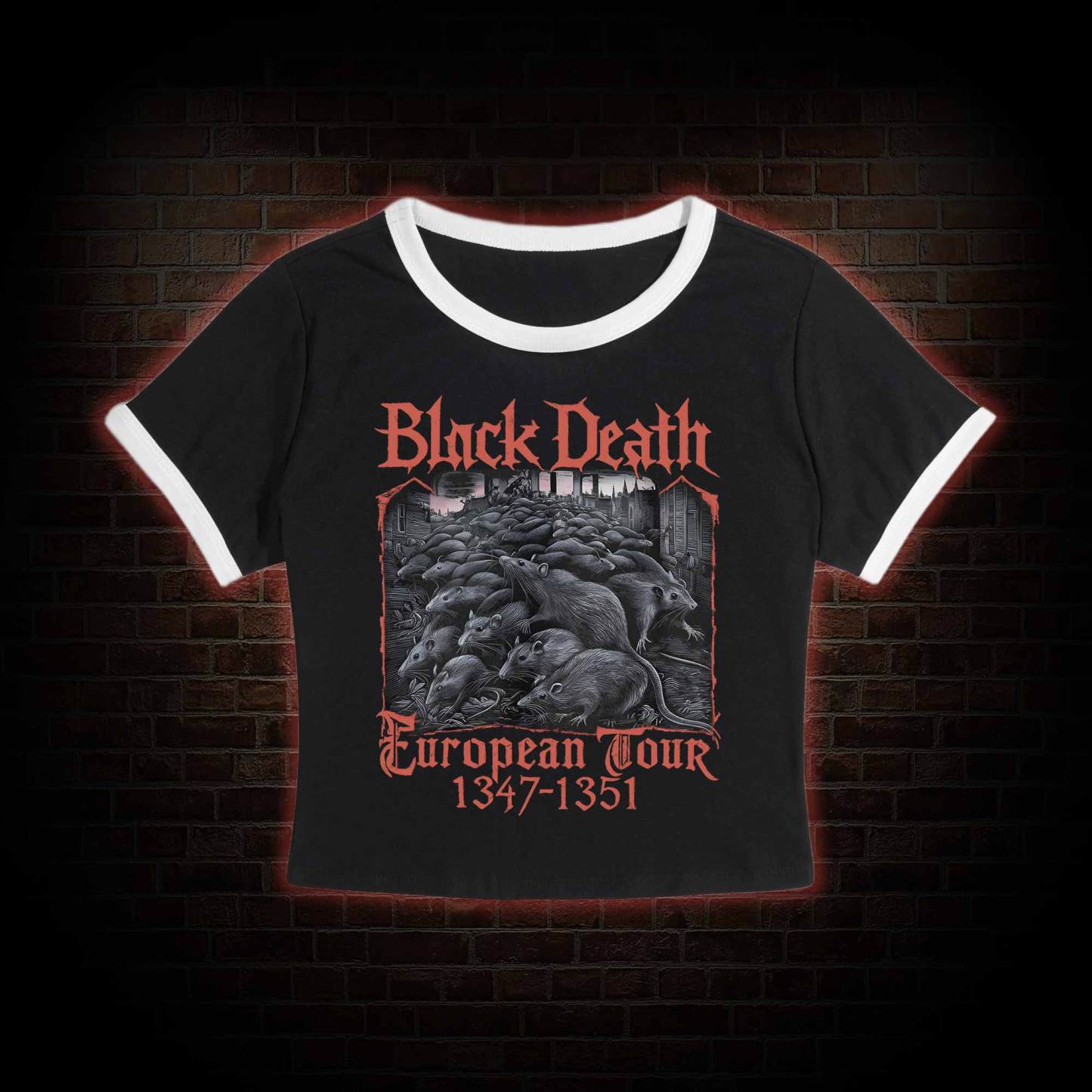Vintage Black Death European Tour Slim Crop T-Shirts