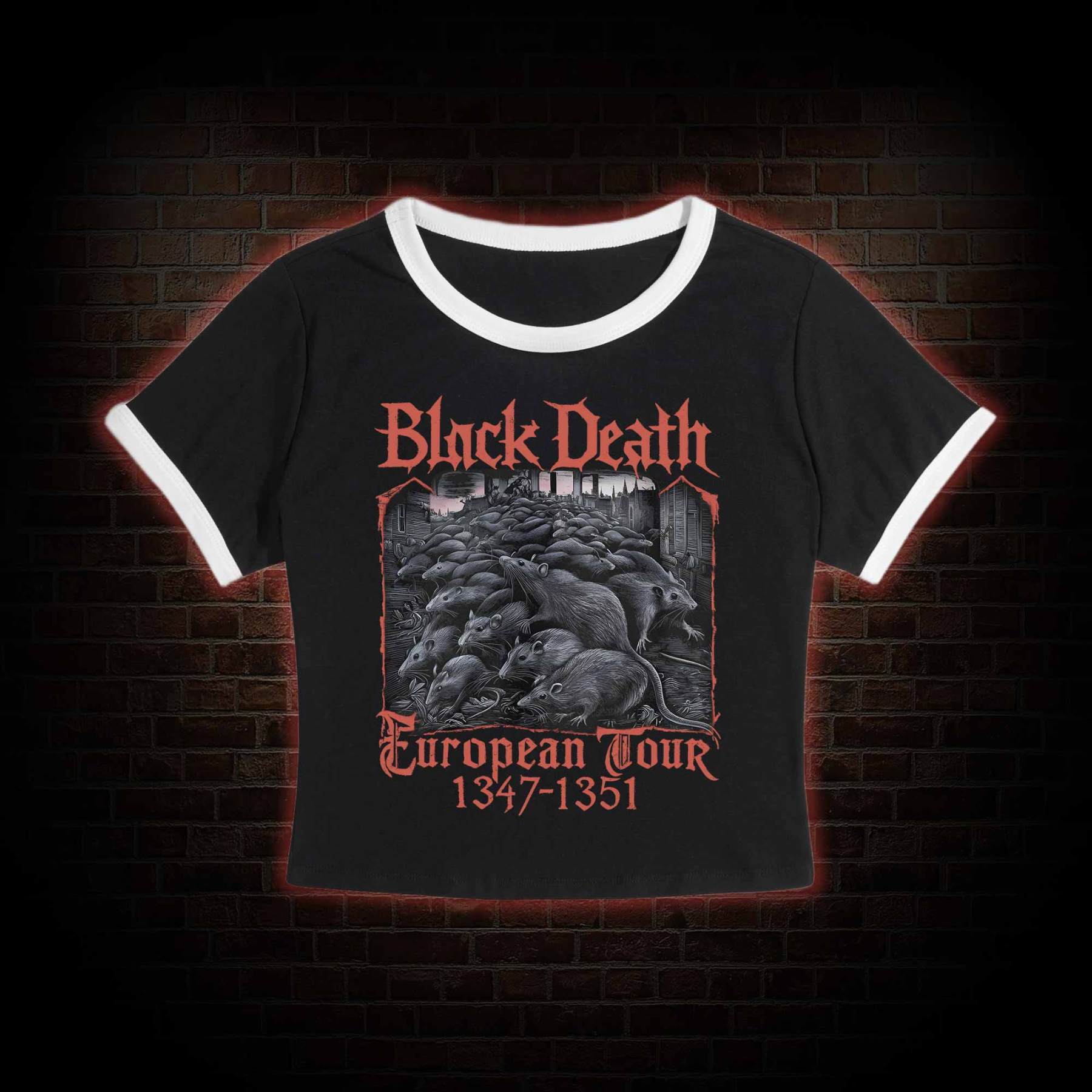 Vintage Black Death European Tour Slim Crop T-Shirts