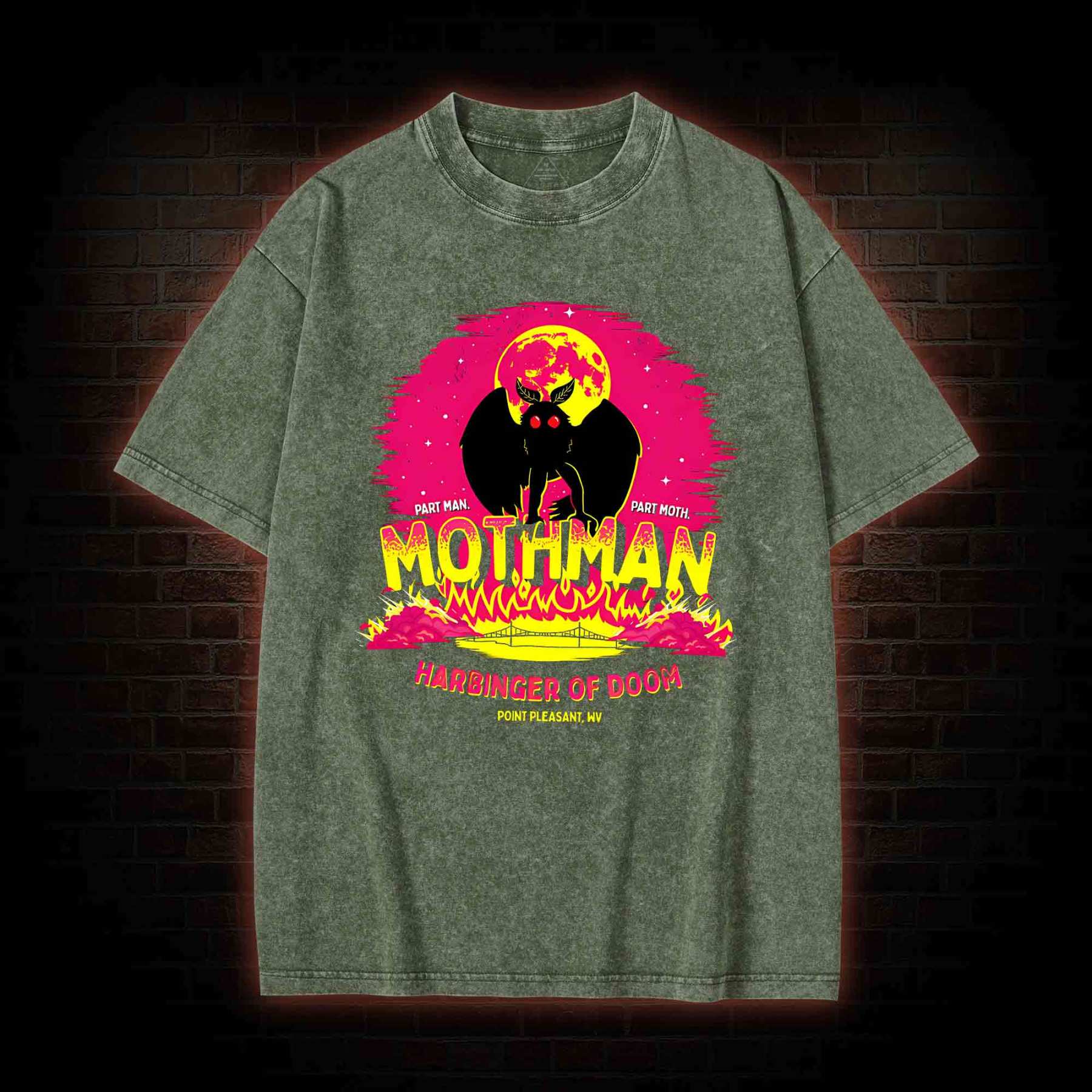 Mothman Harbinger of Doom Washed T-shirt